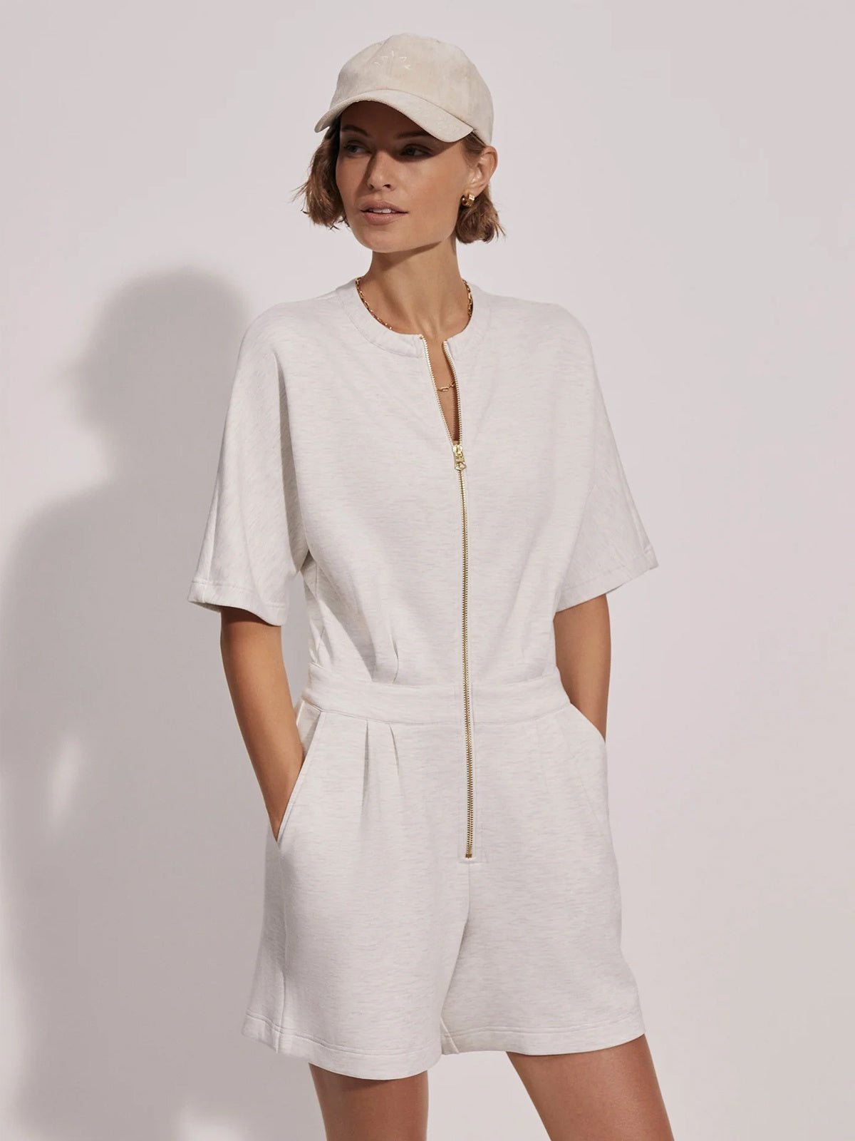 Varley Orlando Playsuit Ivory Marl - Glebe Fashion