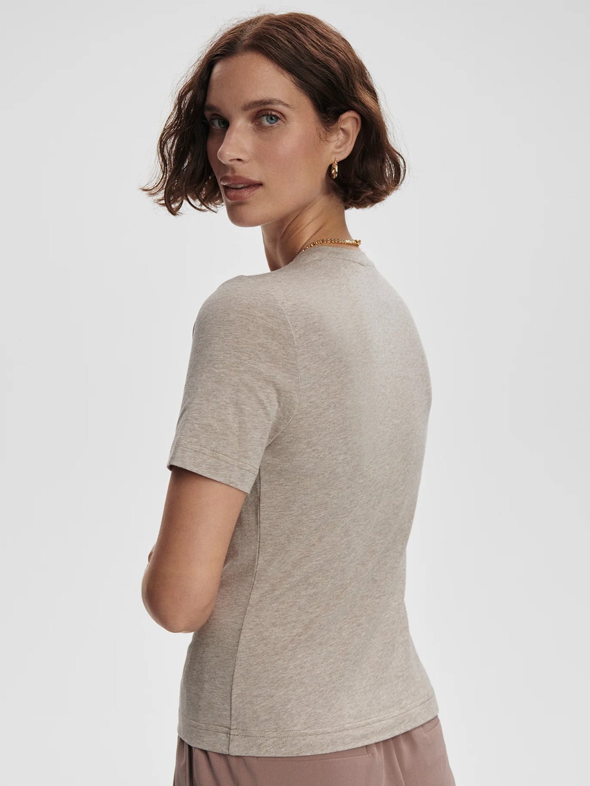 Varley Regina Fitted Tee Taupe - Glebe Fashion