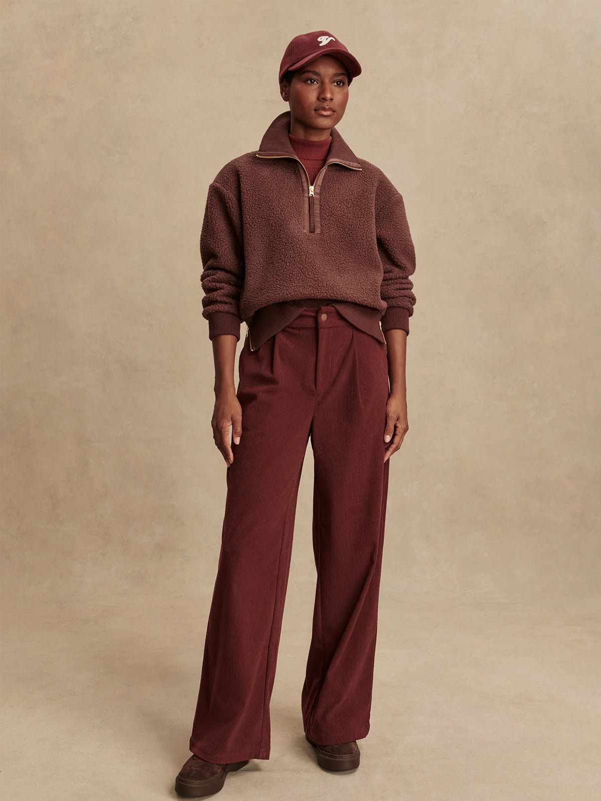 Varley Roselle Half Zip Fleece Deep Mahogany - Glebe Fashion