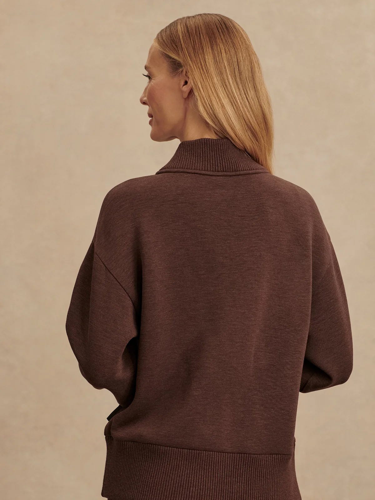 Varley Sally Half Zip Sweat Coffee Bean Marl - Glebe Fashion