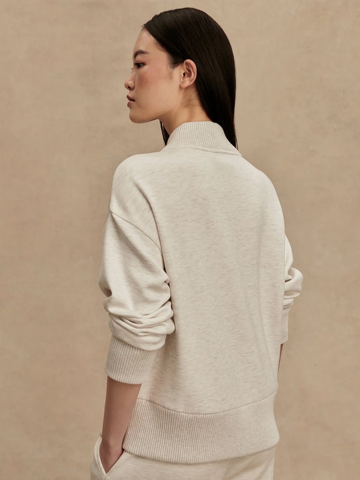 Varley Sally Half Zip Sweat Ivory Marl - Glebe Fashion