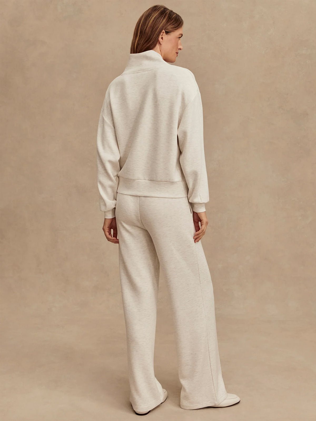 Varley The Wide Leg Pant 30 Ivory Marl - Glebe Fashion