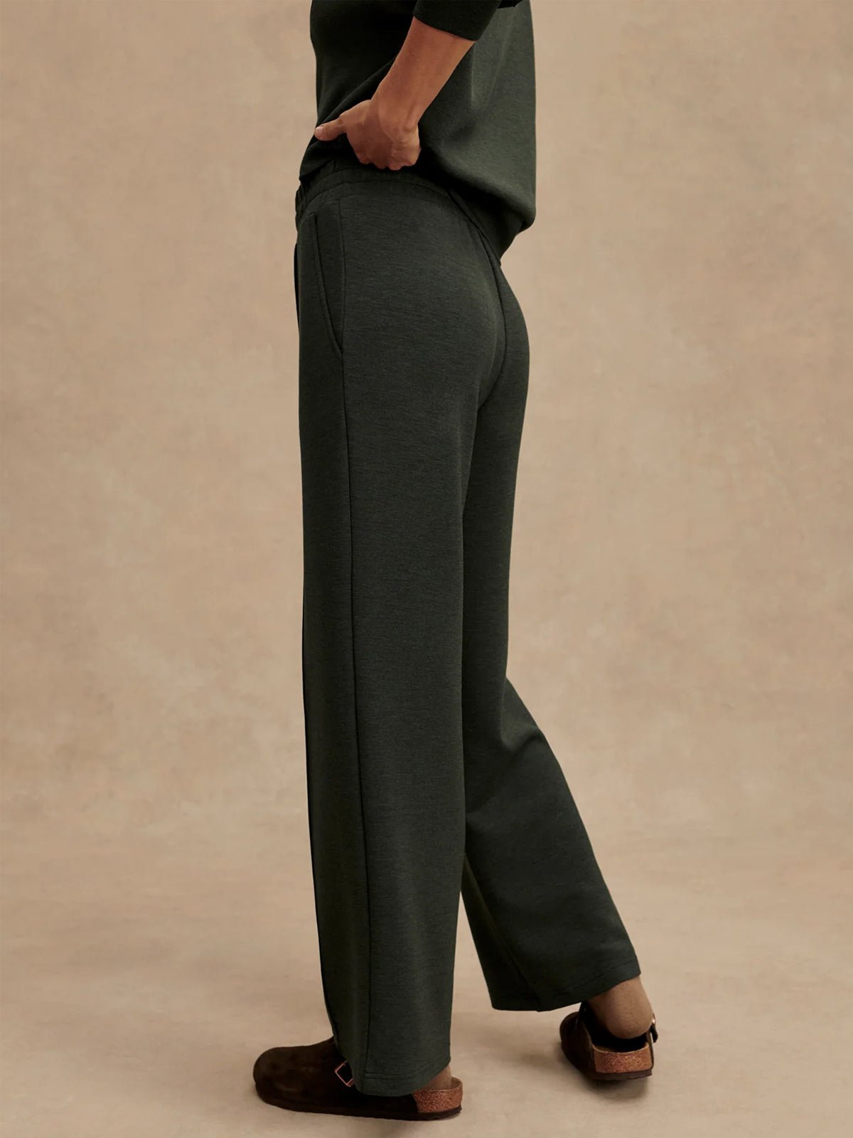 Varley The Wide Leg Pant Olive Marl - Glebe Fashion