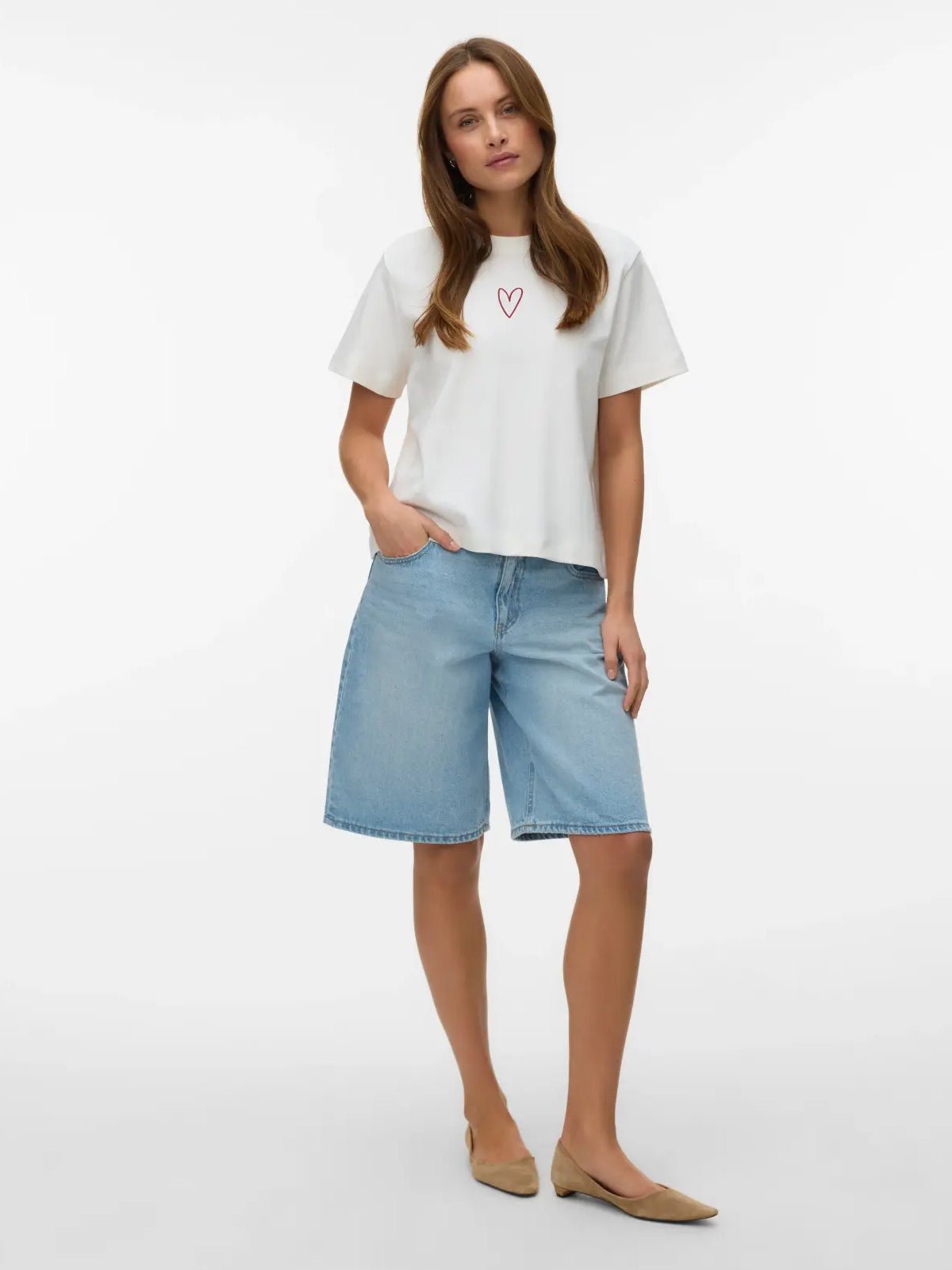 Vero Moda White Heart Top - Glebe Fashion