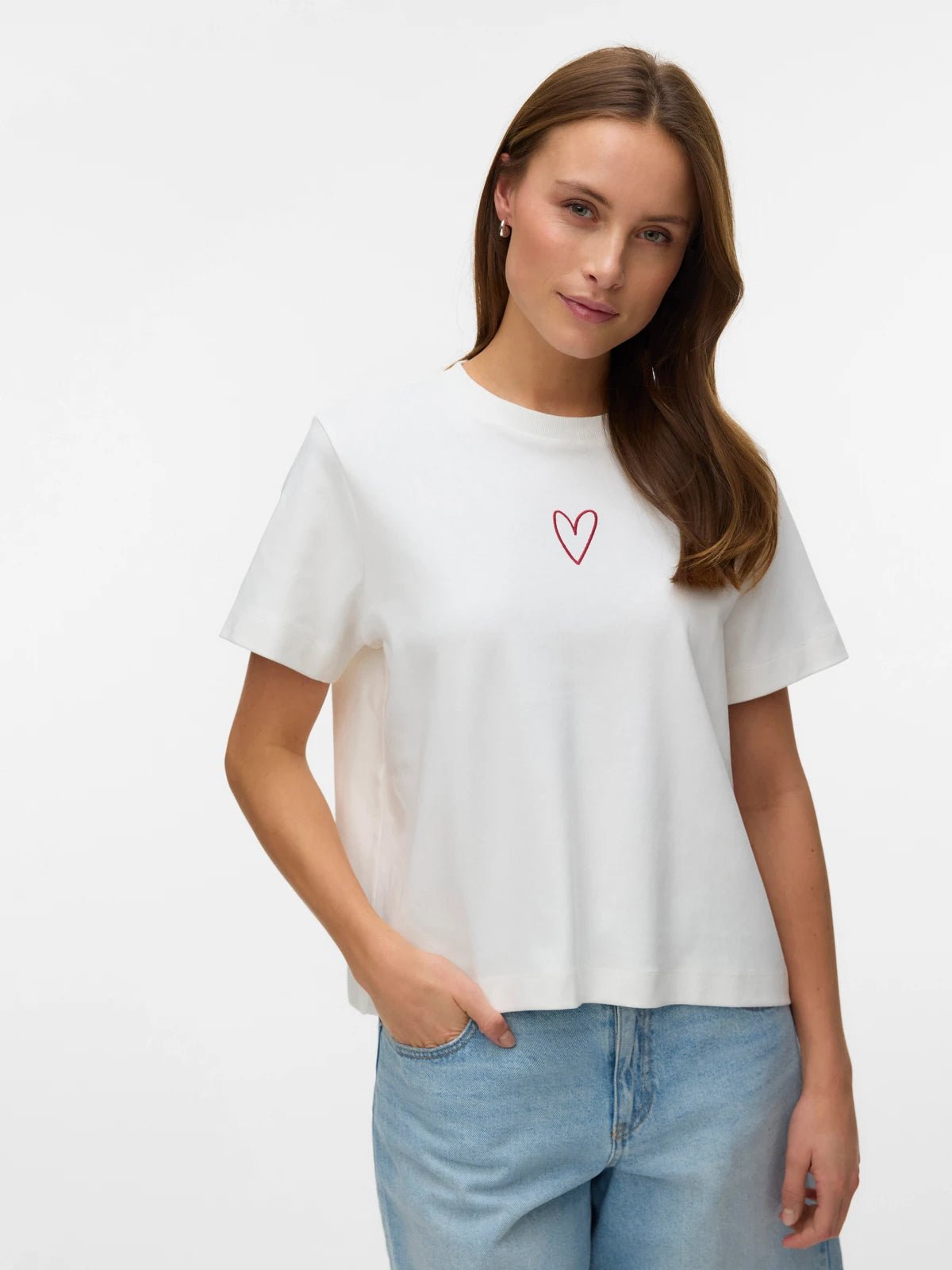 Vero Moda White Heart Top - Glebe Fashion