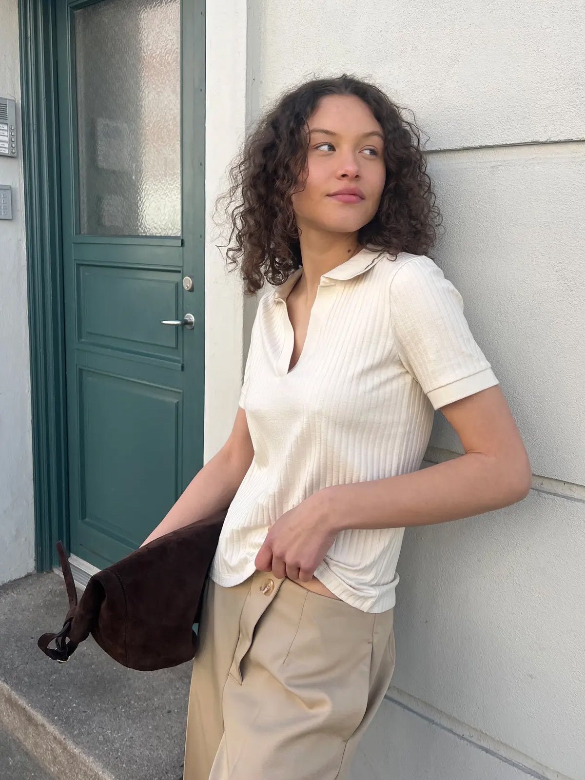 Vila Short Sleeve Polo Shirt Birch - Glebe Fashion