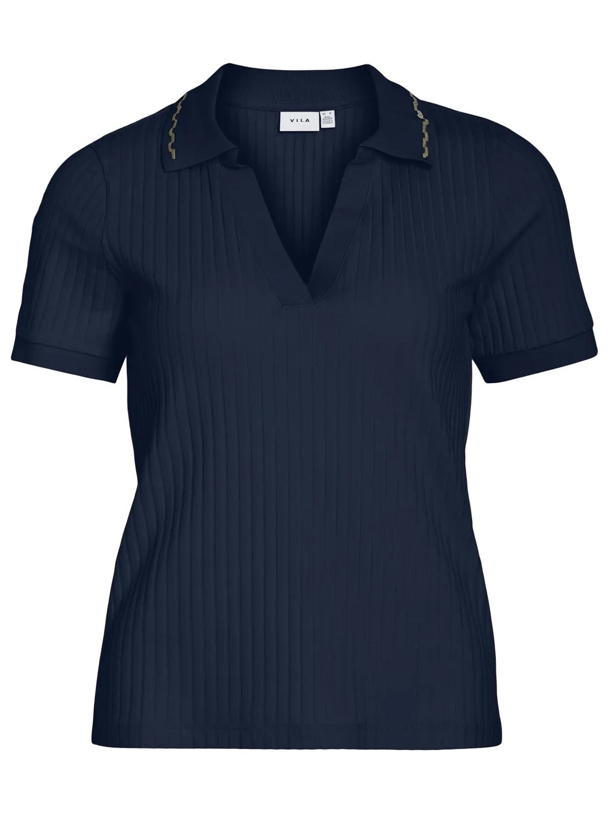 Vila Short Sleeve Polo Shirt Navy - Glebe Fashion