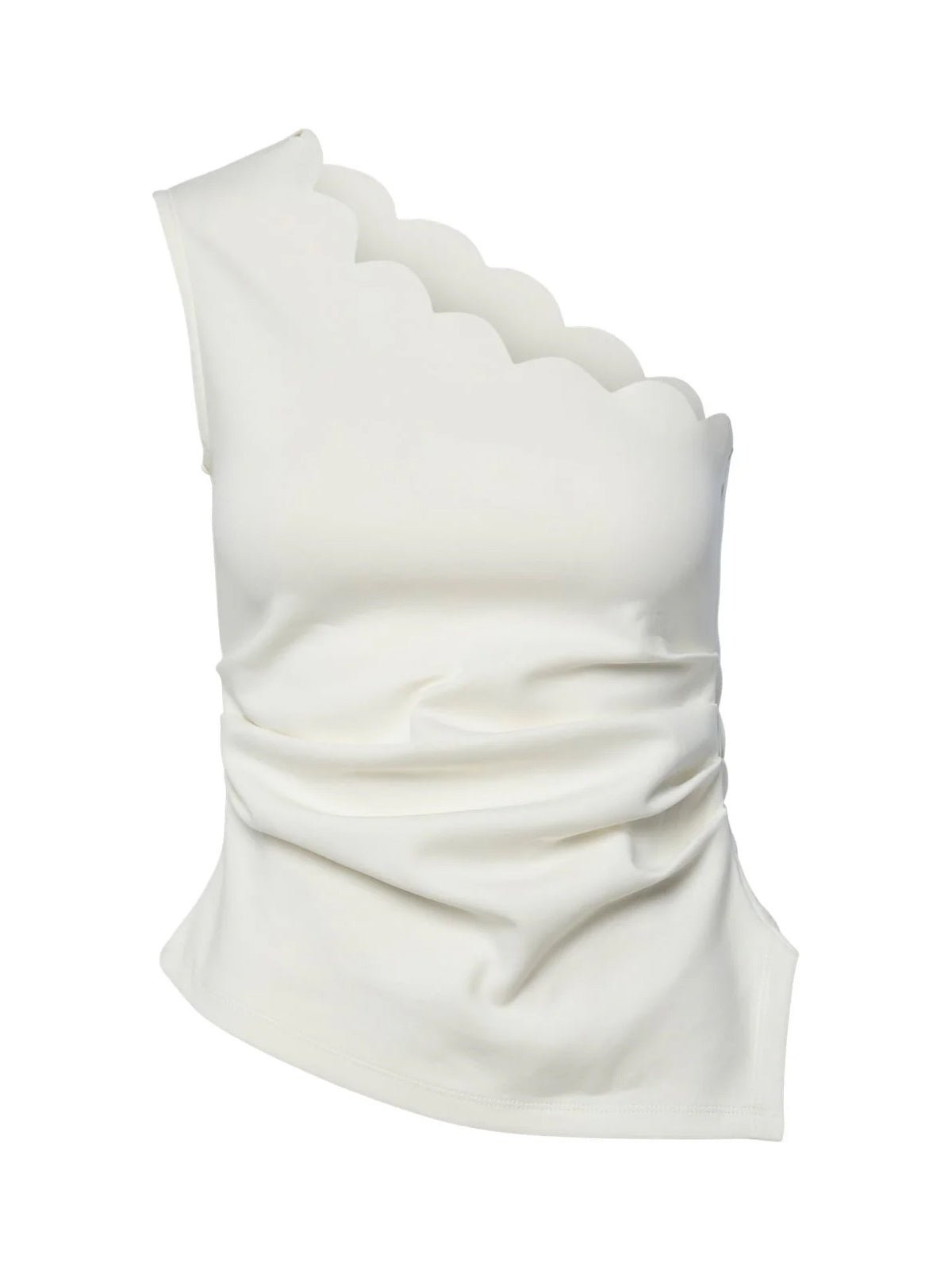 YAS Scallop One Shoulder Top White - Glebe Fashion