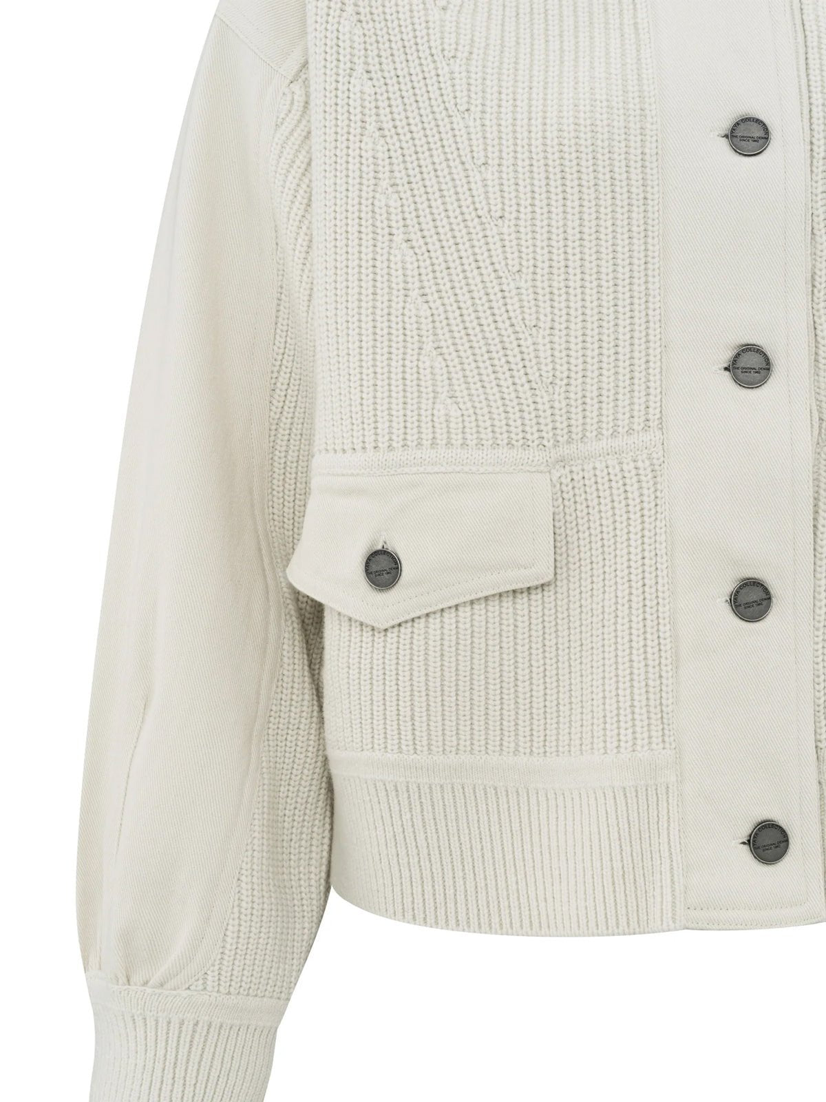 Yaya Cardigan With Textured Details Off White - Glebe Fashion