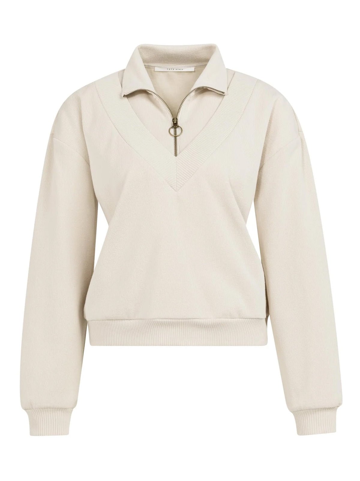 YAYA Half Zip Sweater Beige - Glebe Fashion