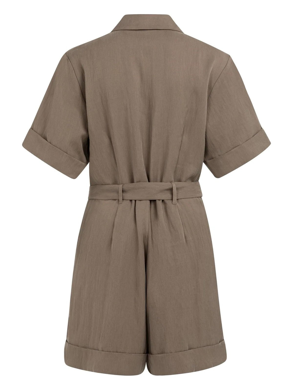 YAYA Playsuit With Double Button Closure Washed Brown - Glebe Fashion