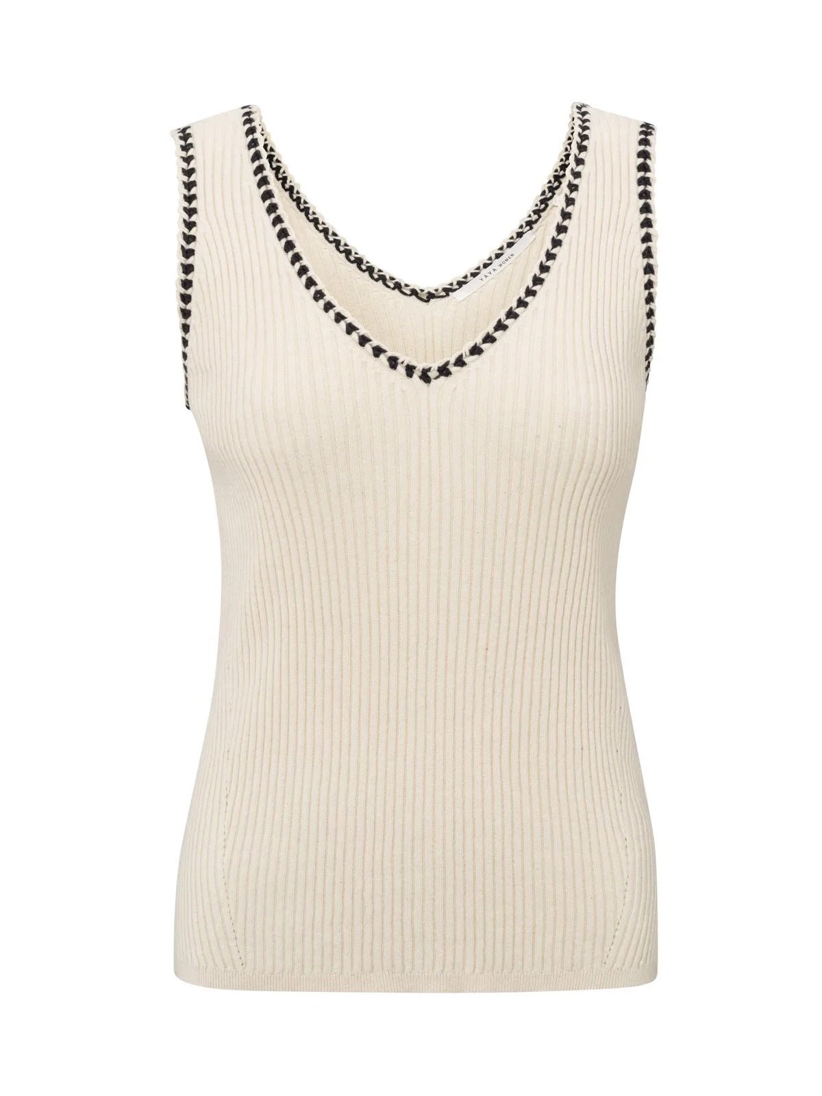 YAYA Ribbed Tank Top With Stitch Detail - Glebe Fashion