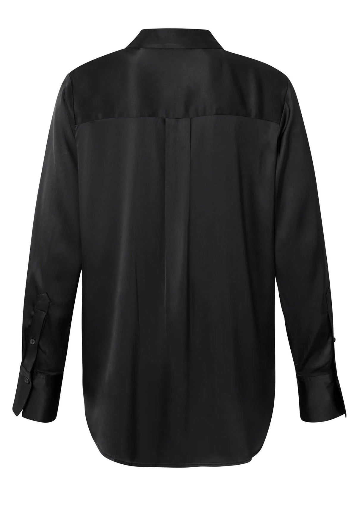 YAYA Satin Pull On Top With Long Sleeves Black - Glebe Fashion