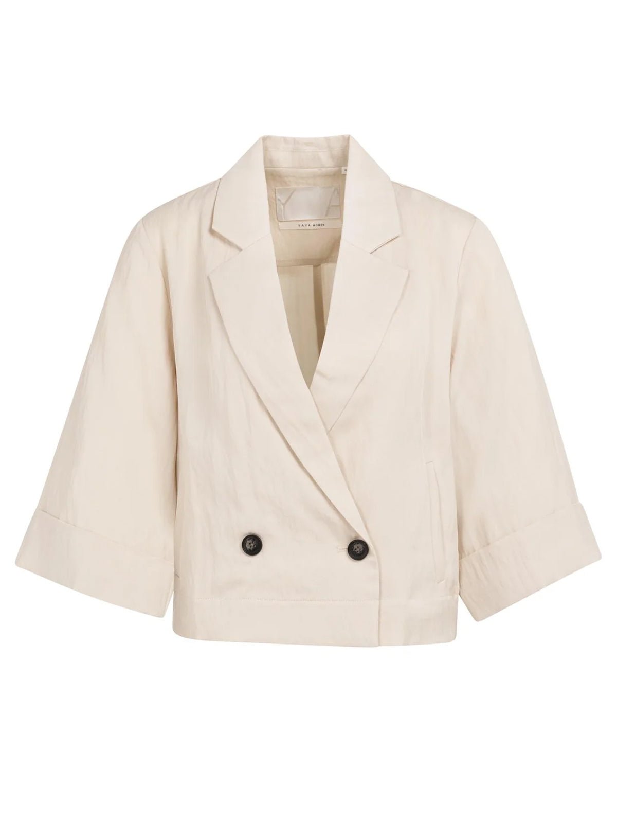 YAYA Short Blazer With Kimono Sleeves Creme White - Glebe Fashion