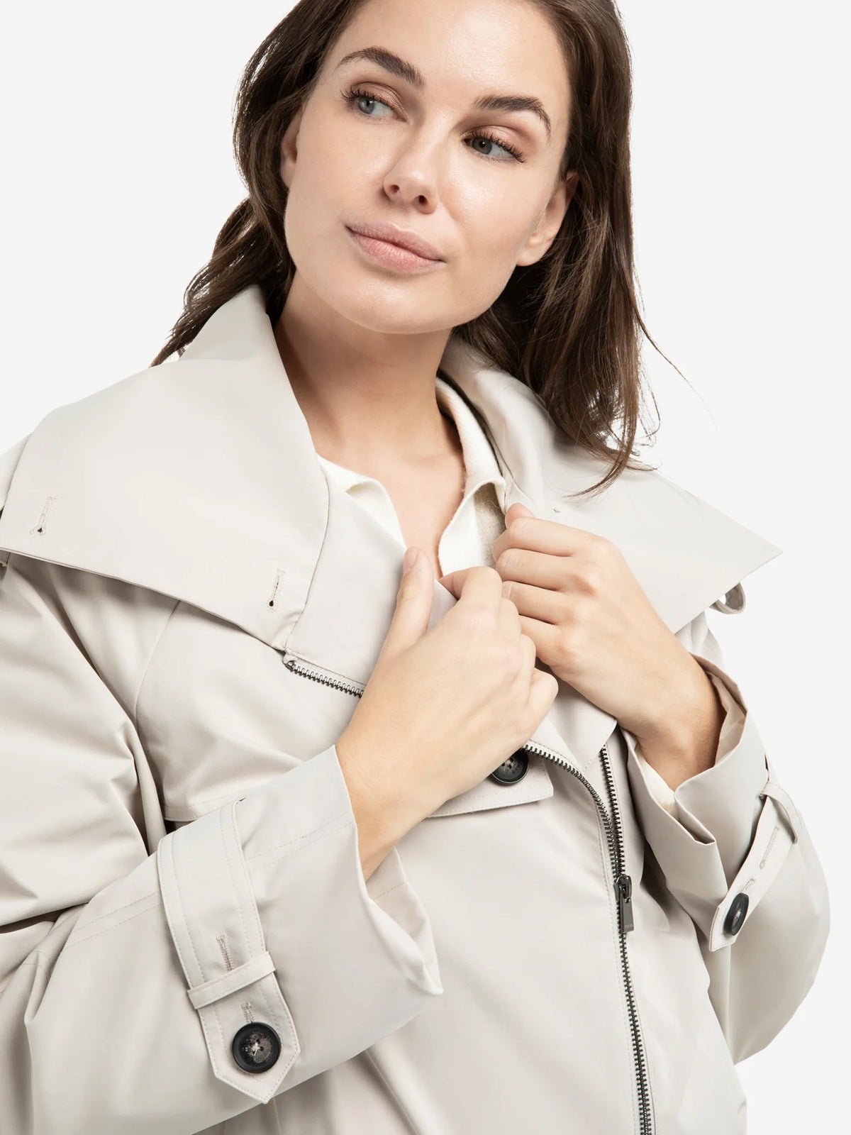 YAYA Short Bomber Jacket With Trench Details - Glebe Fashion