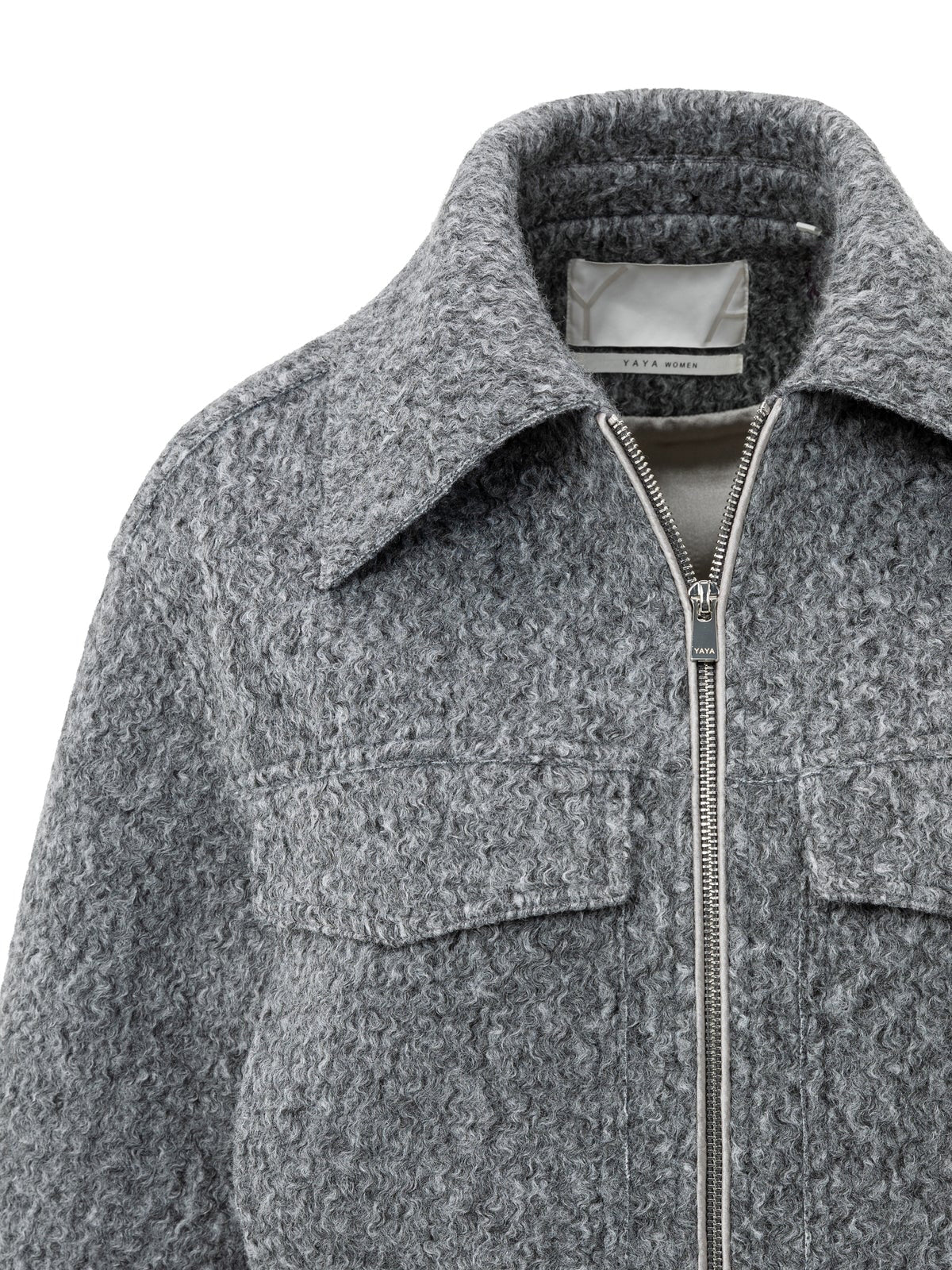 YAYA Short Boucle Jacket Light Grey - Glebe Fashion