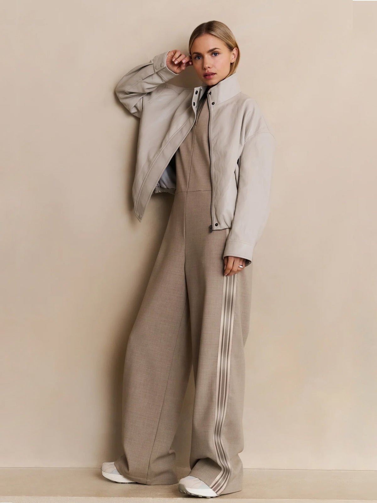 YAYA Short Faux Leather Jacket Chalk White - Glebe Fashion