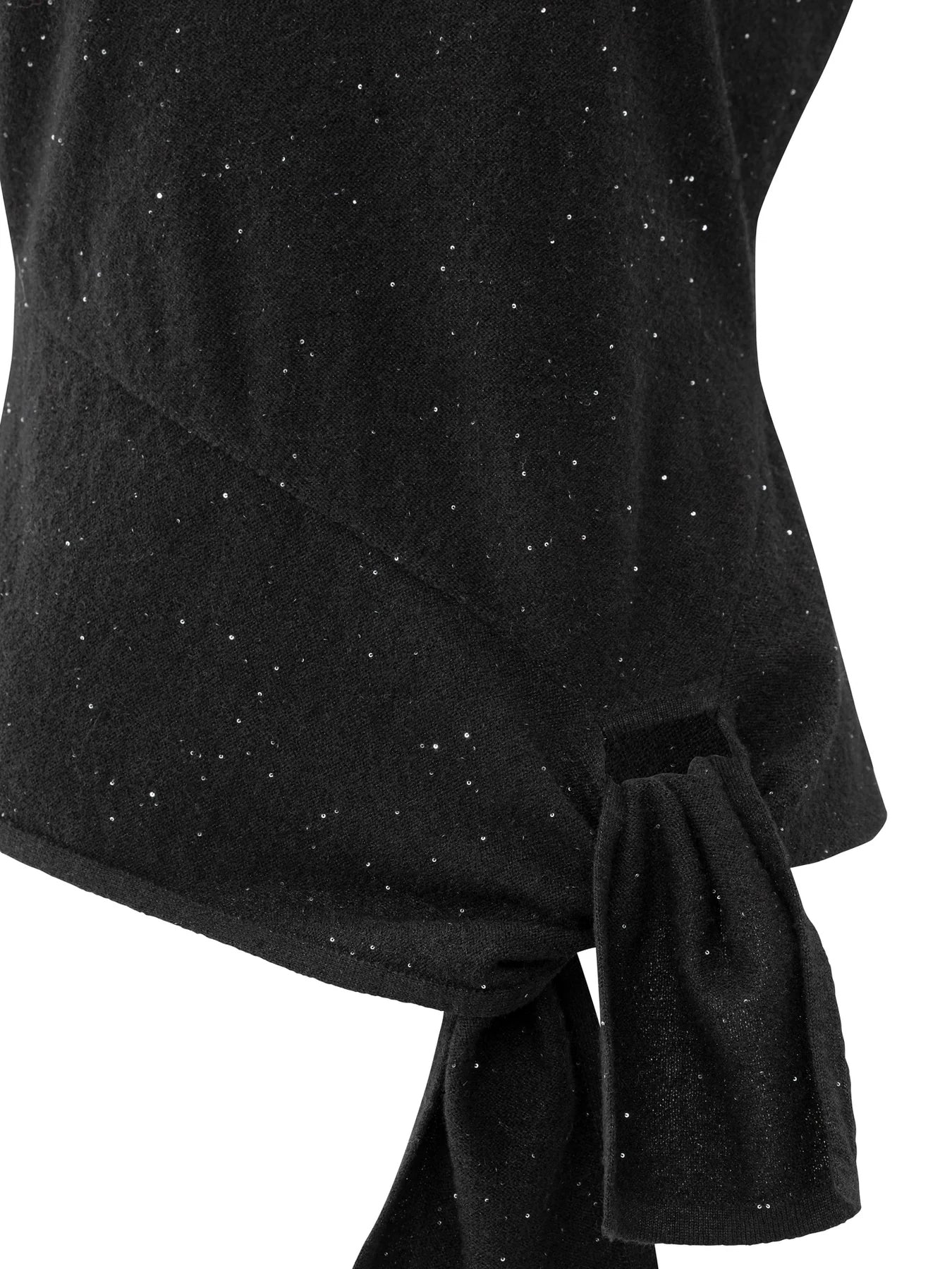 YAYA Sleeveless Sequin Sweater With Knot Detail Black - Glebe Fashion