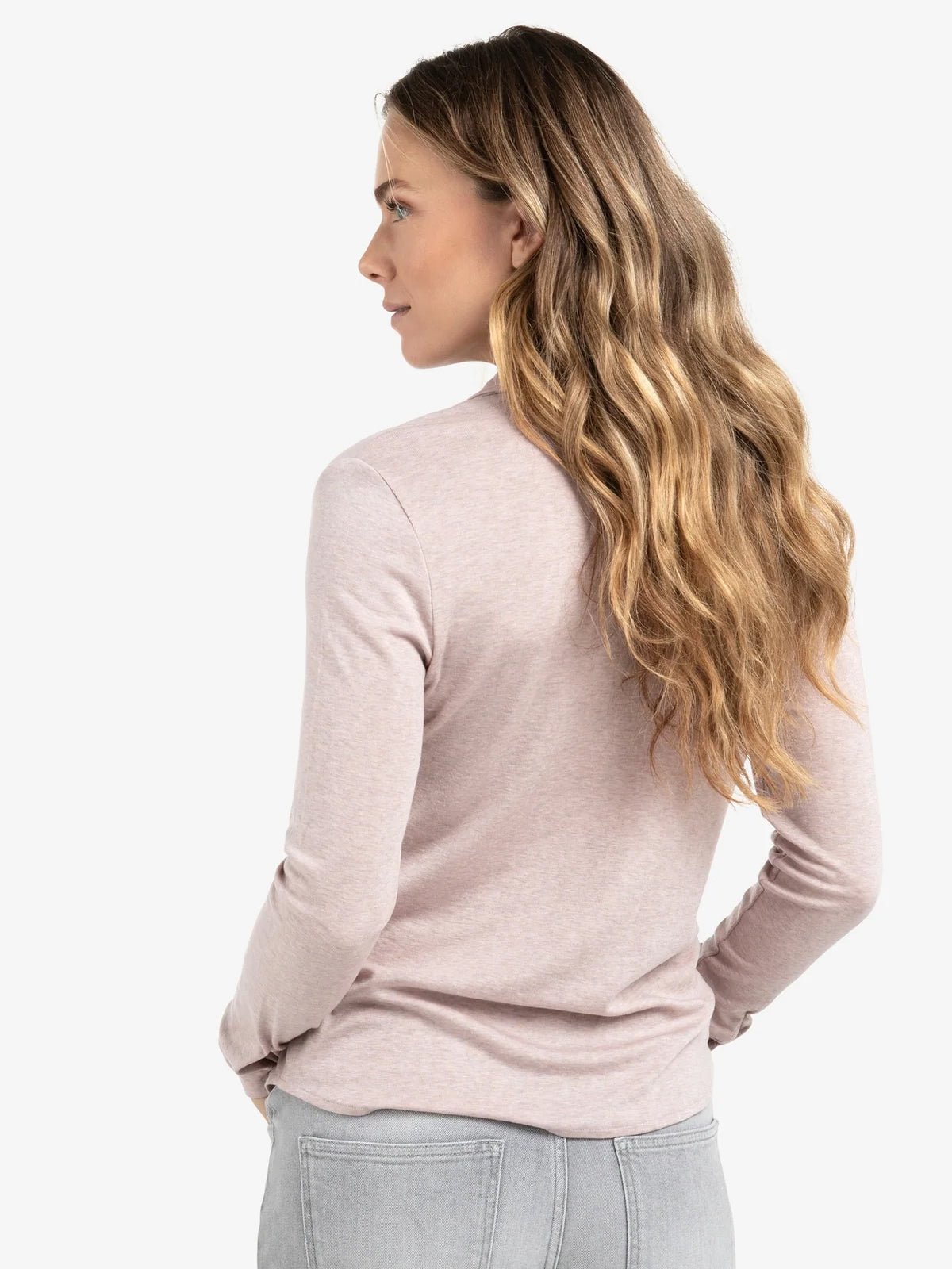 YAYA V-Neck Jersey Blouse Pink Melange - Glebe Fashion