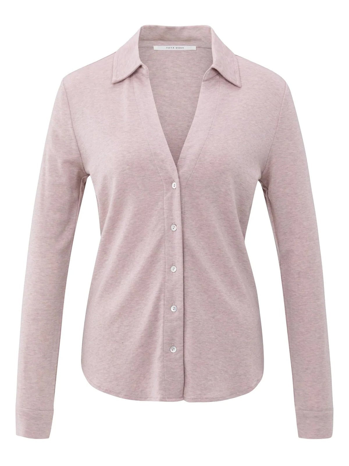 YAYA V - Neck Jersey Blouse Pink Melange - Glebe Fashion