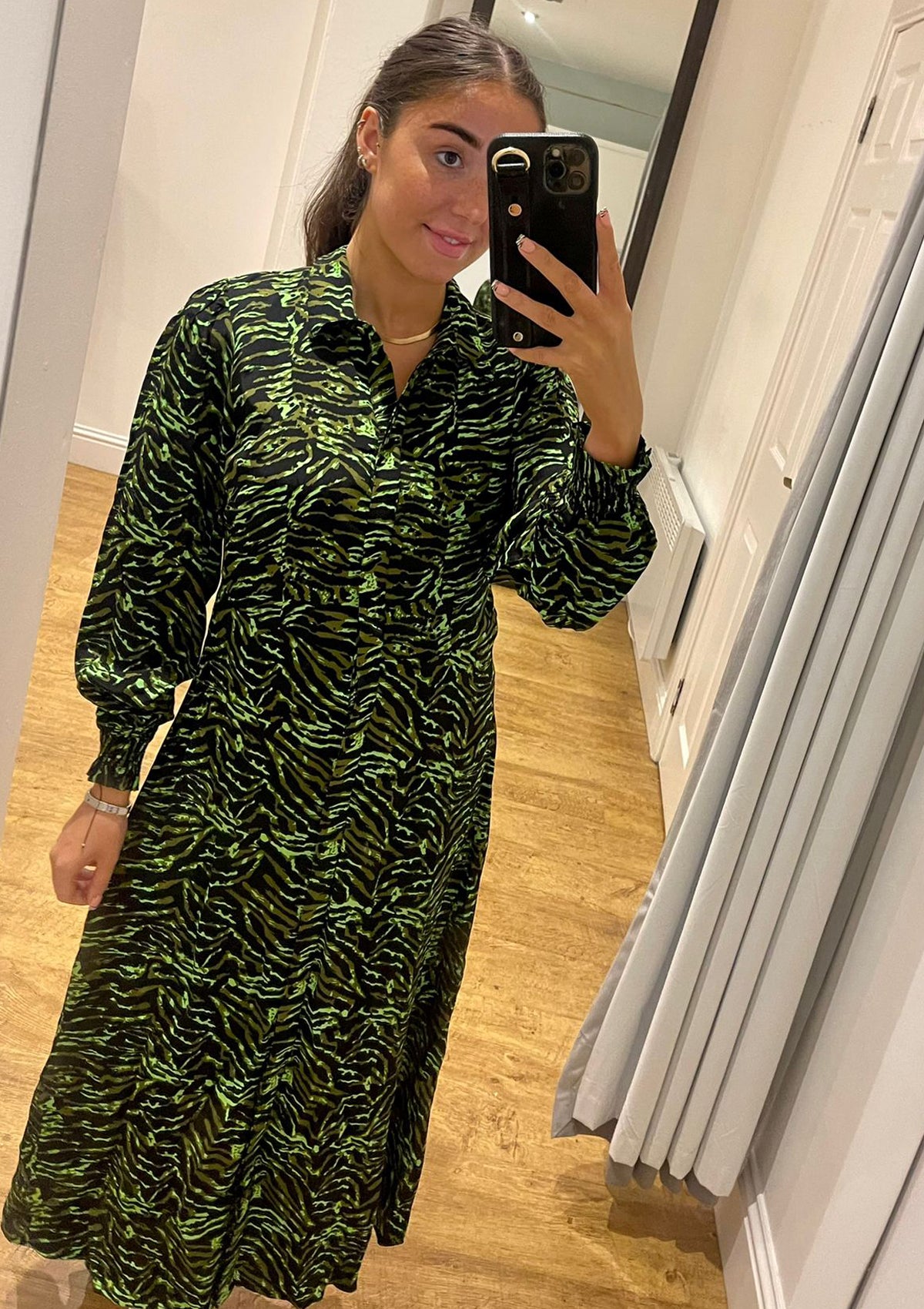 Yas Jasmi Long Sleeve Midi Shirt Dress