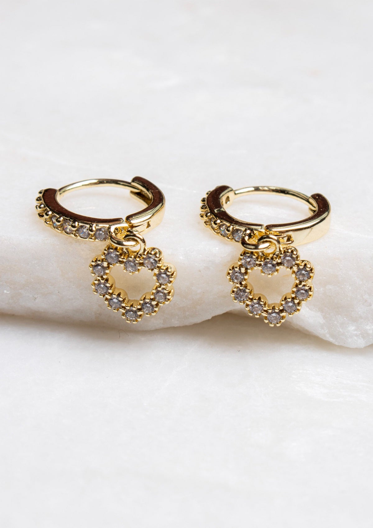Olia Clarissa Heart Huggie Earrings Gold Plated