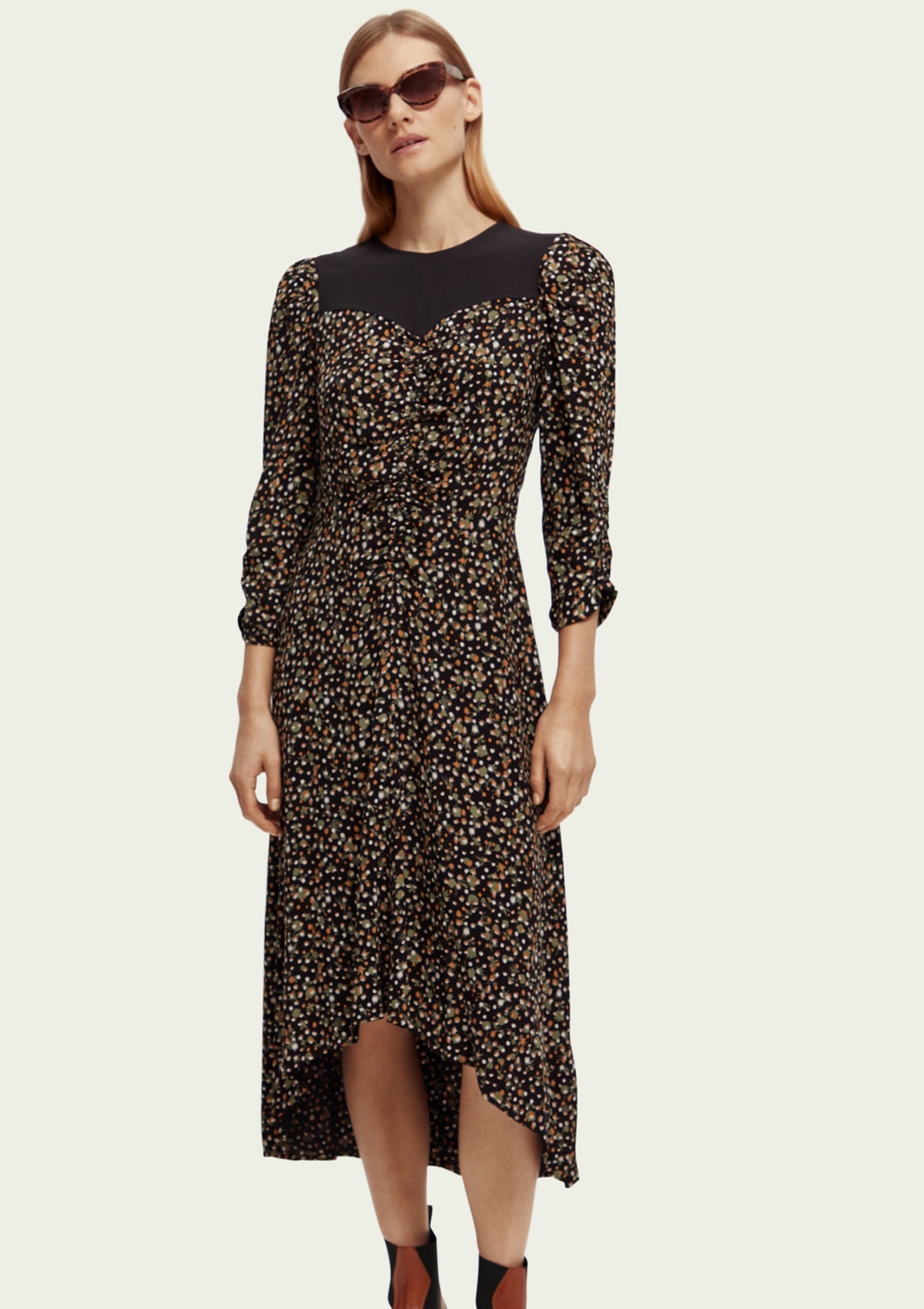 SCOTCH & SODA Dress with gathers and high low hem 169396