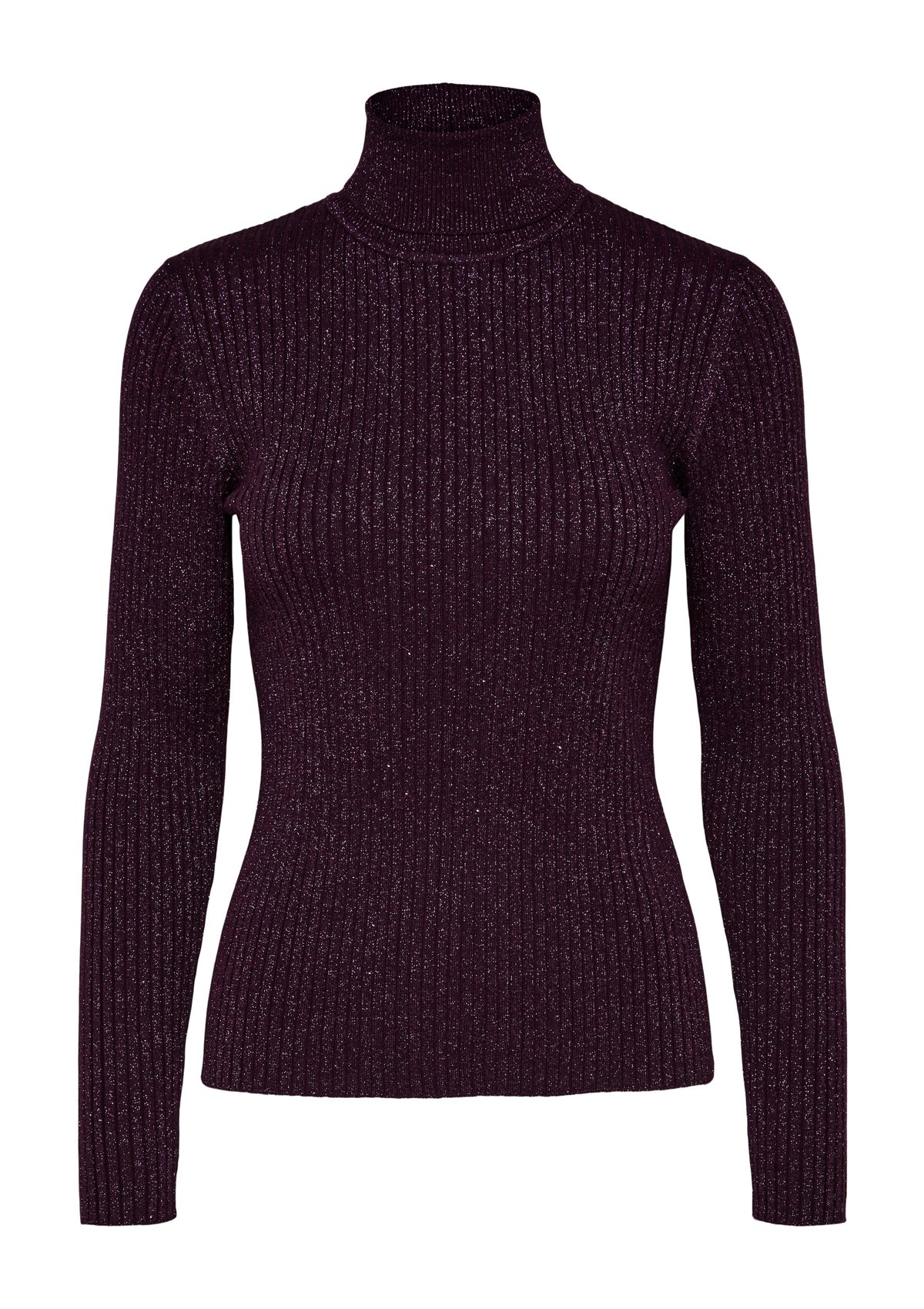 Selected Femme Lydia Lurex Rollneck Knit Deep Purple