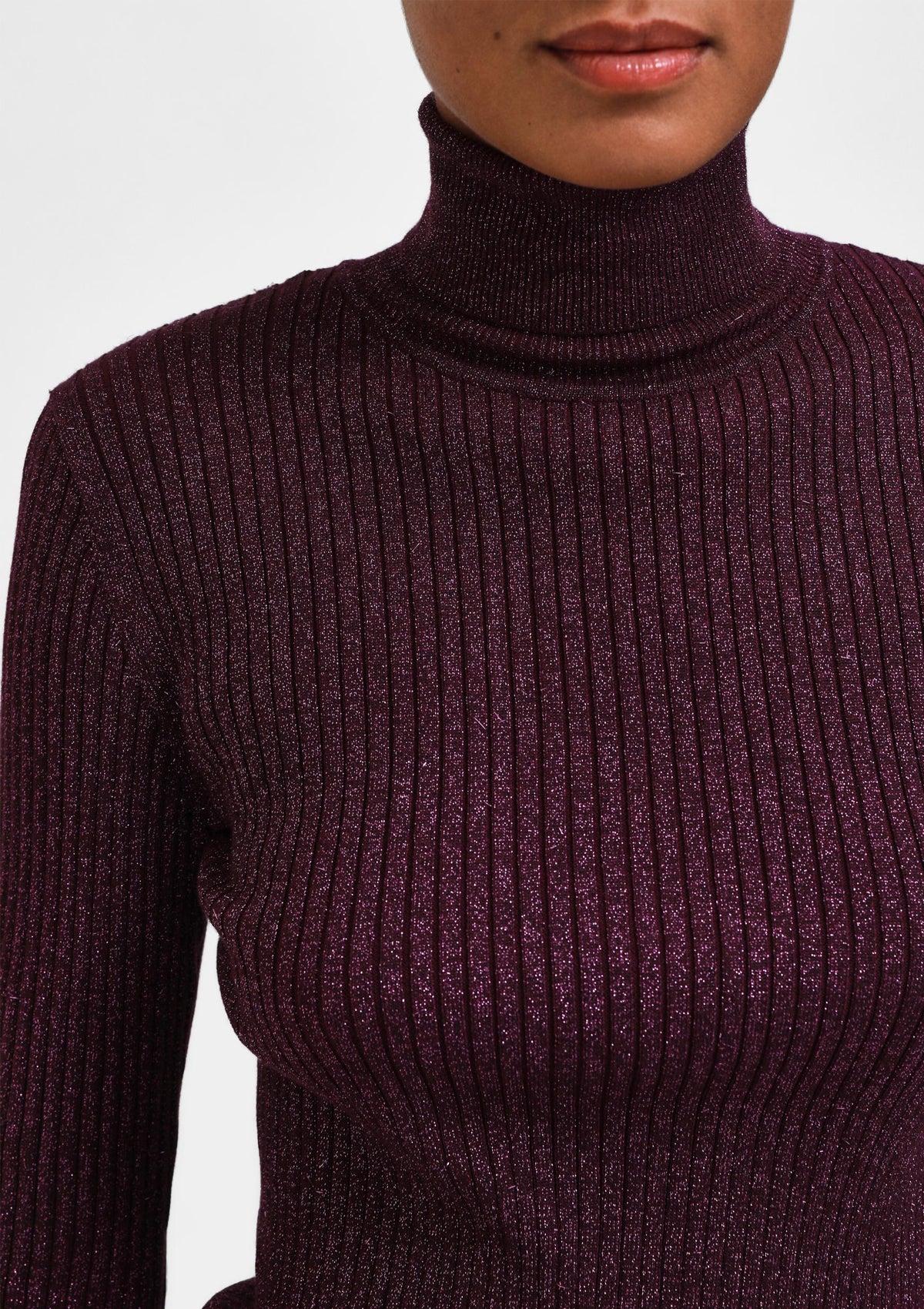 Selected Femme Lydia Lurex Rollneck Knit Deep Purple