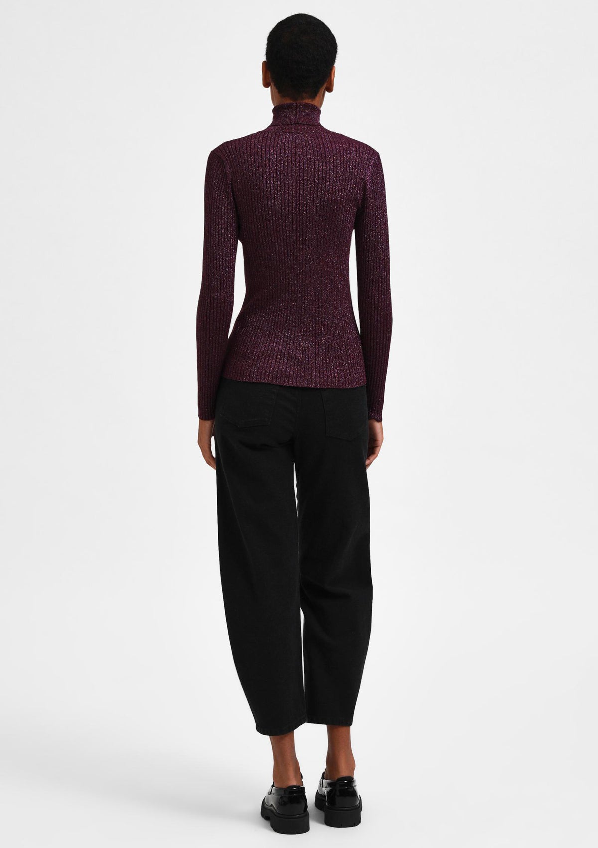 Selected Femme Lydia Lurex Rollneck Knit Deep Purple