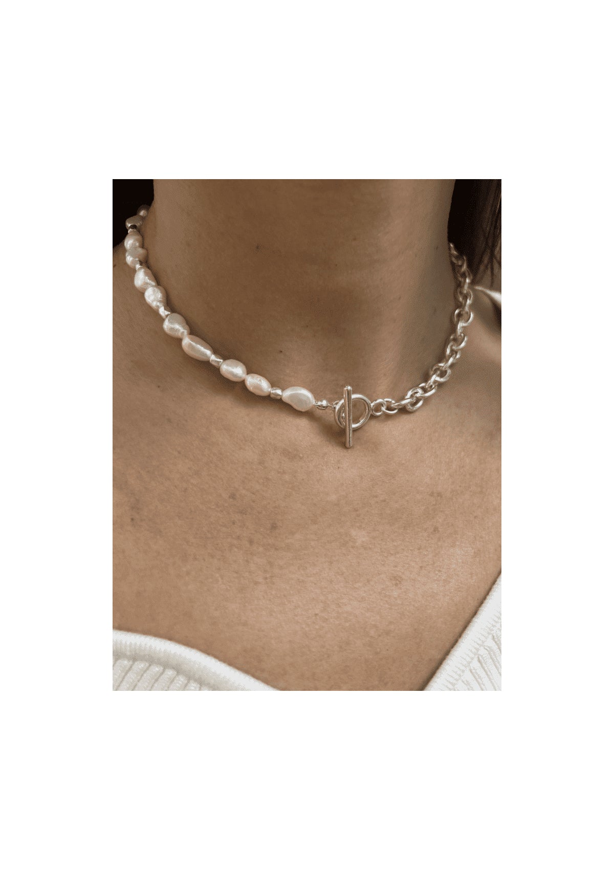 Olia Brittany Necklace Silver/Pearl