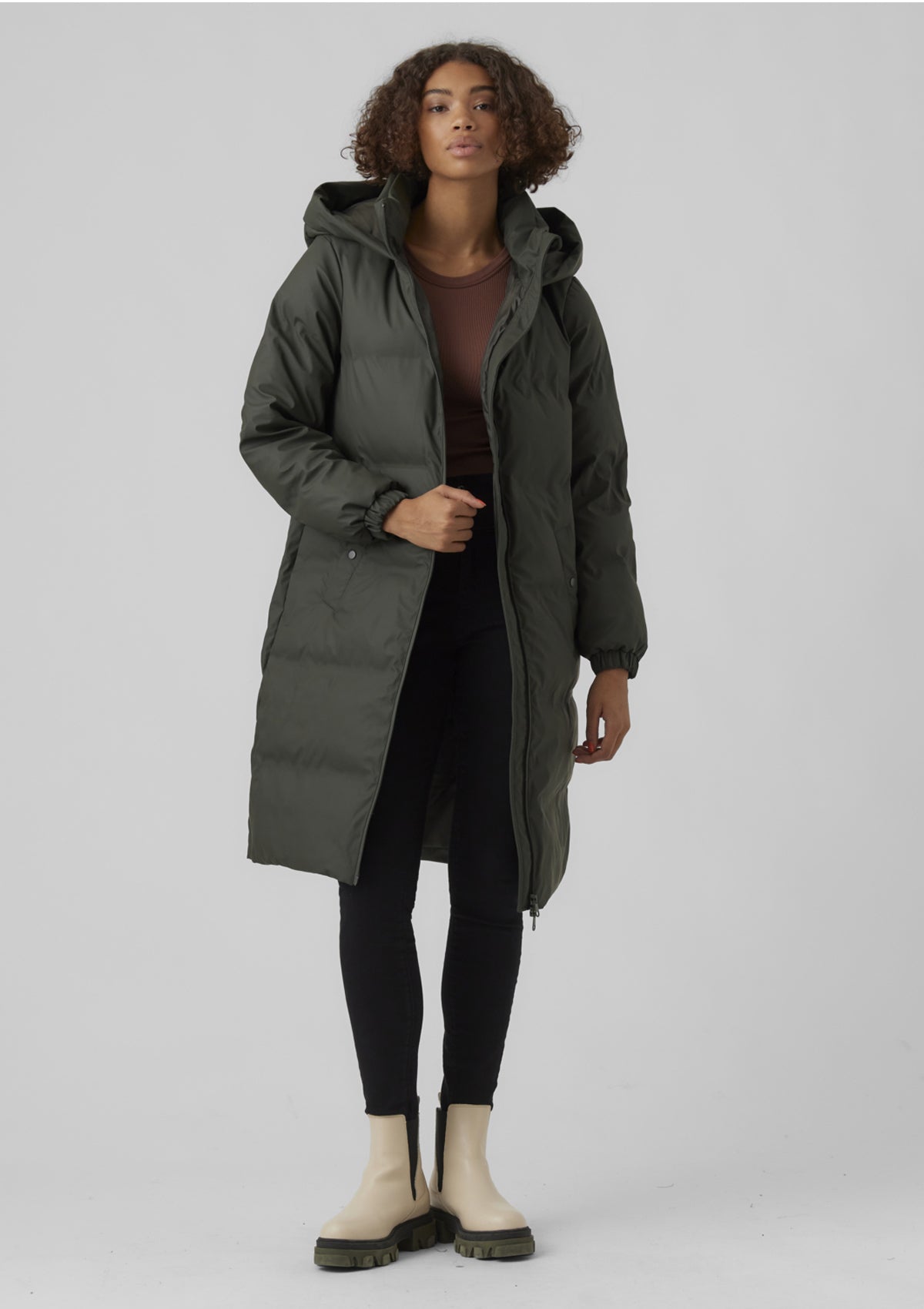 Vero Moda Coated Long Coat Peat
