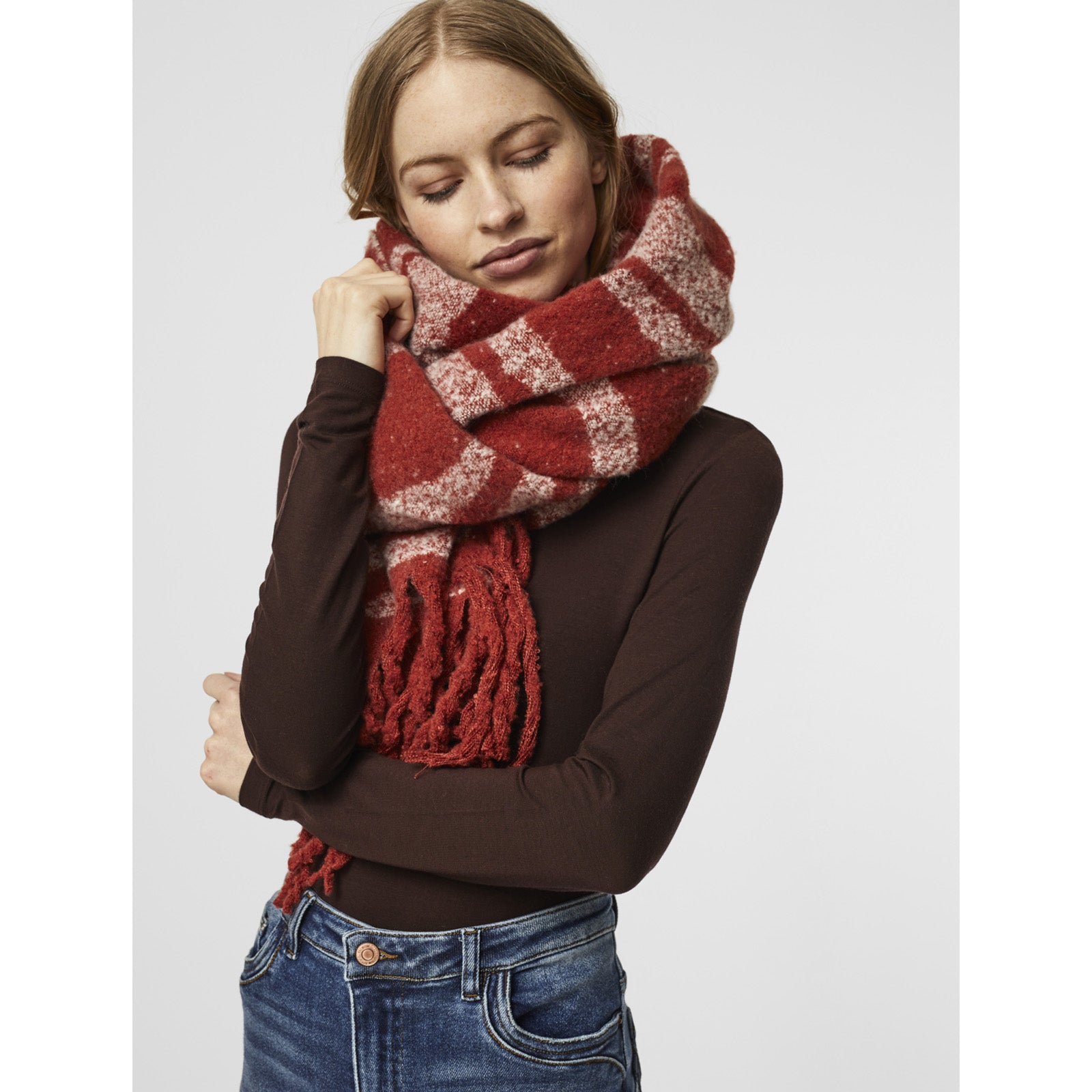 Vero Moda Kitty Red Long Zebra Scarf