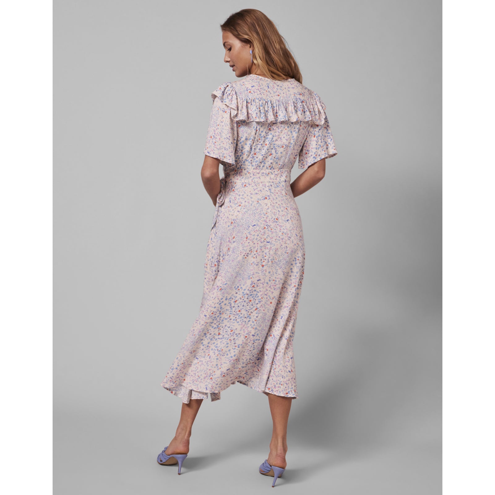 YAS Lini Floral Midi Wrap Dress