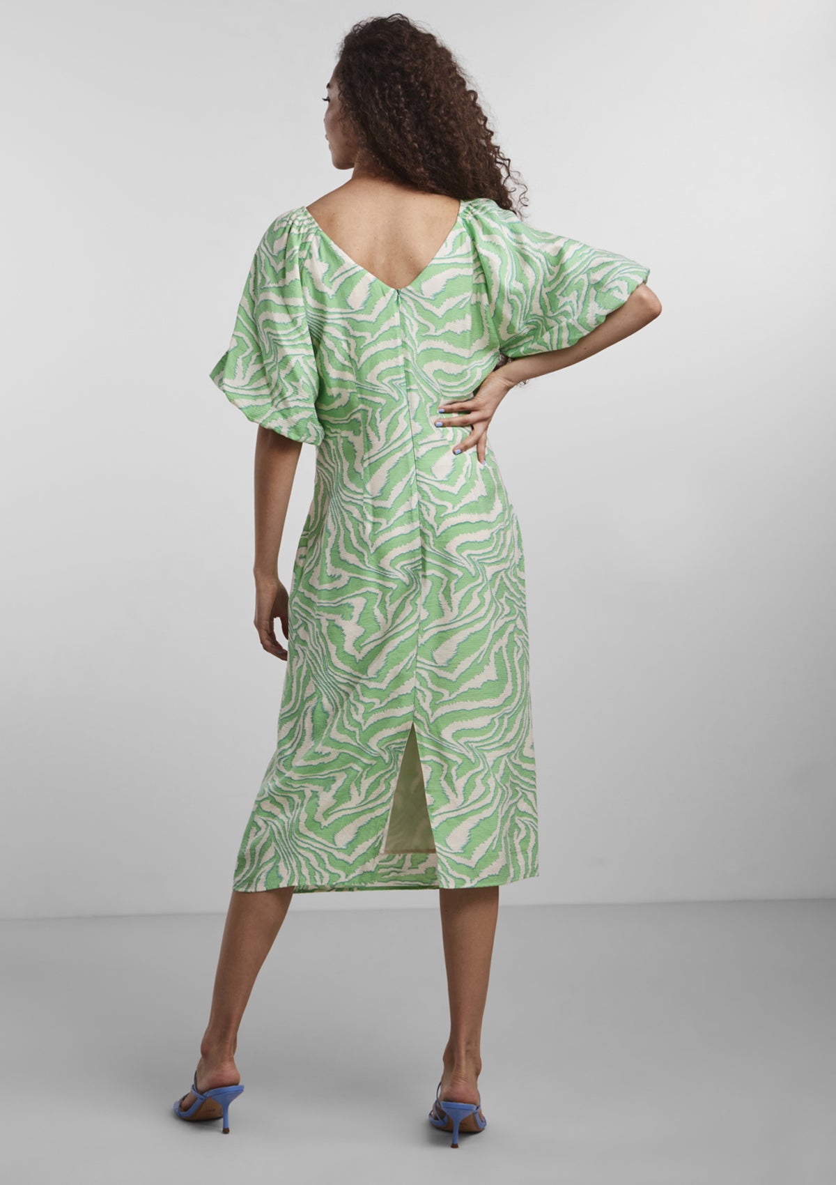 YAS Zebena Green Midi Dress
