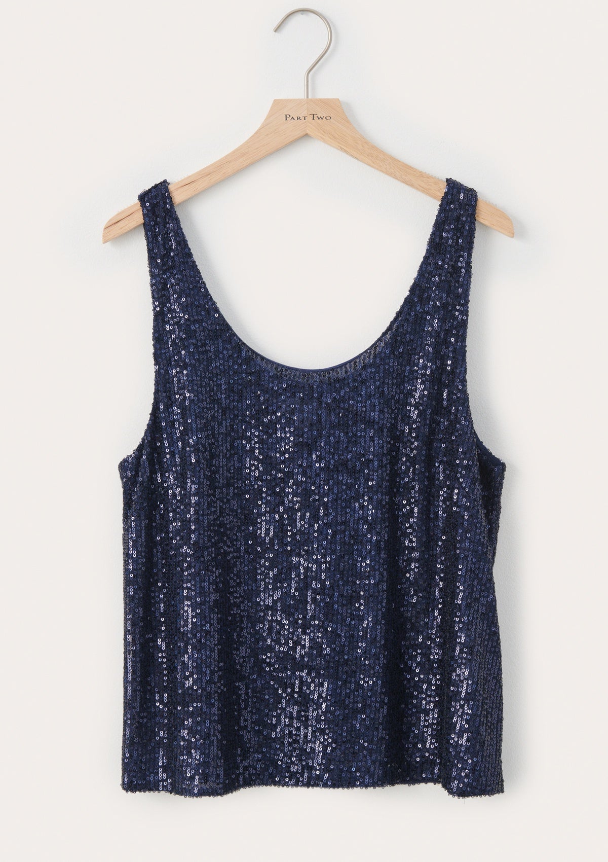 Part Two Sequin Vest Top Navy Midnight Sail - Glebe Fashion