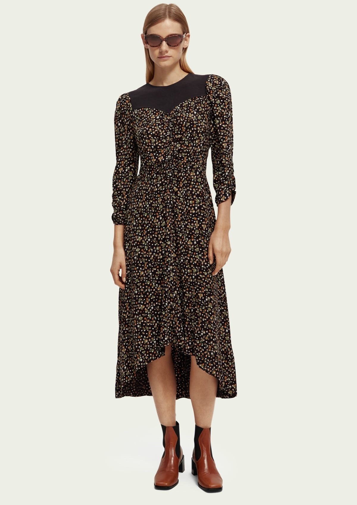 Scotch & Soda High Low Hem Cinnamon Spice Dress - Glebe Fashion