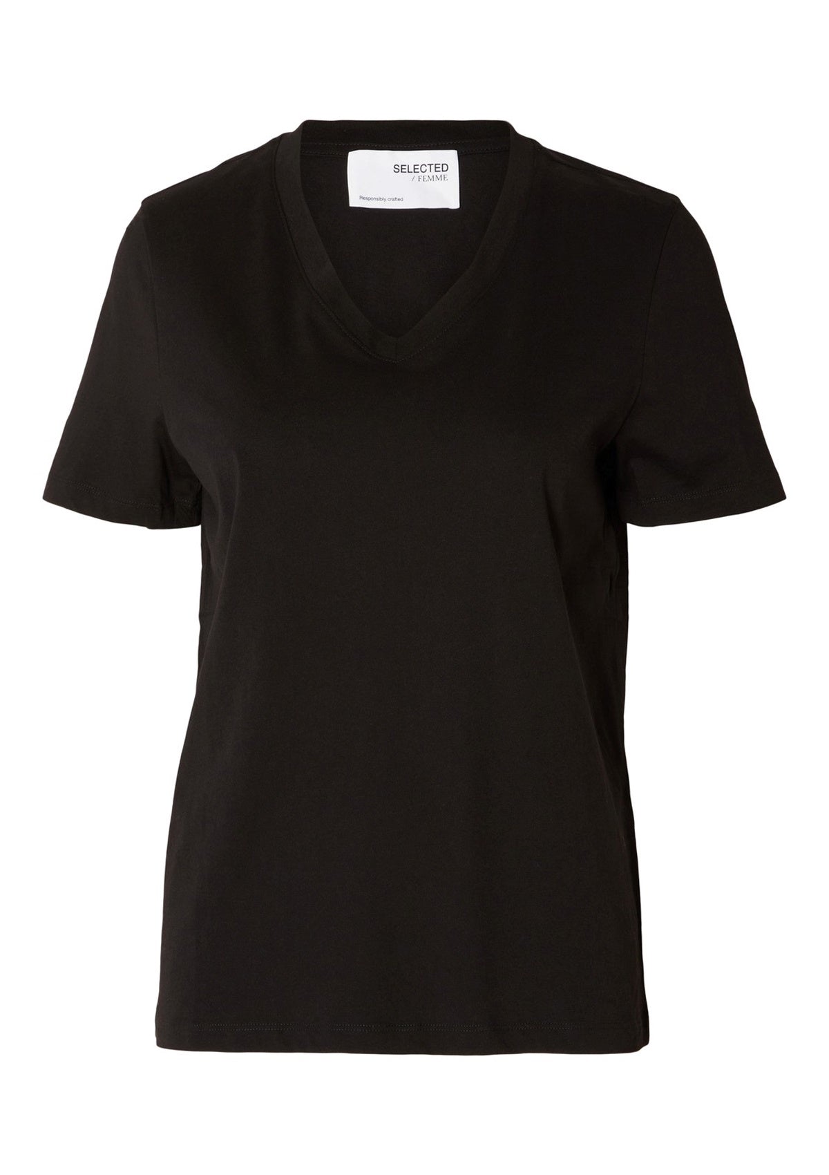 Selected Femme Essential V - neck Tee Black - Glebe Fashion