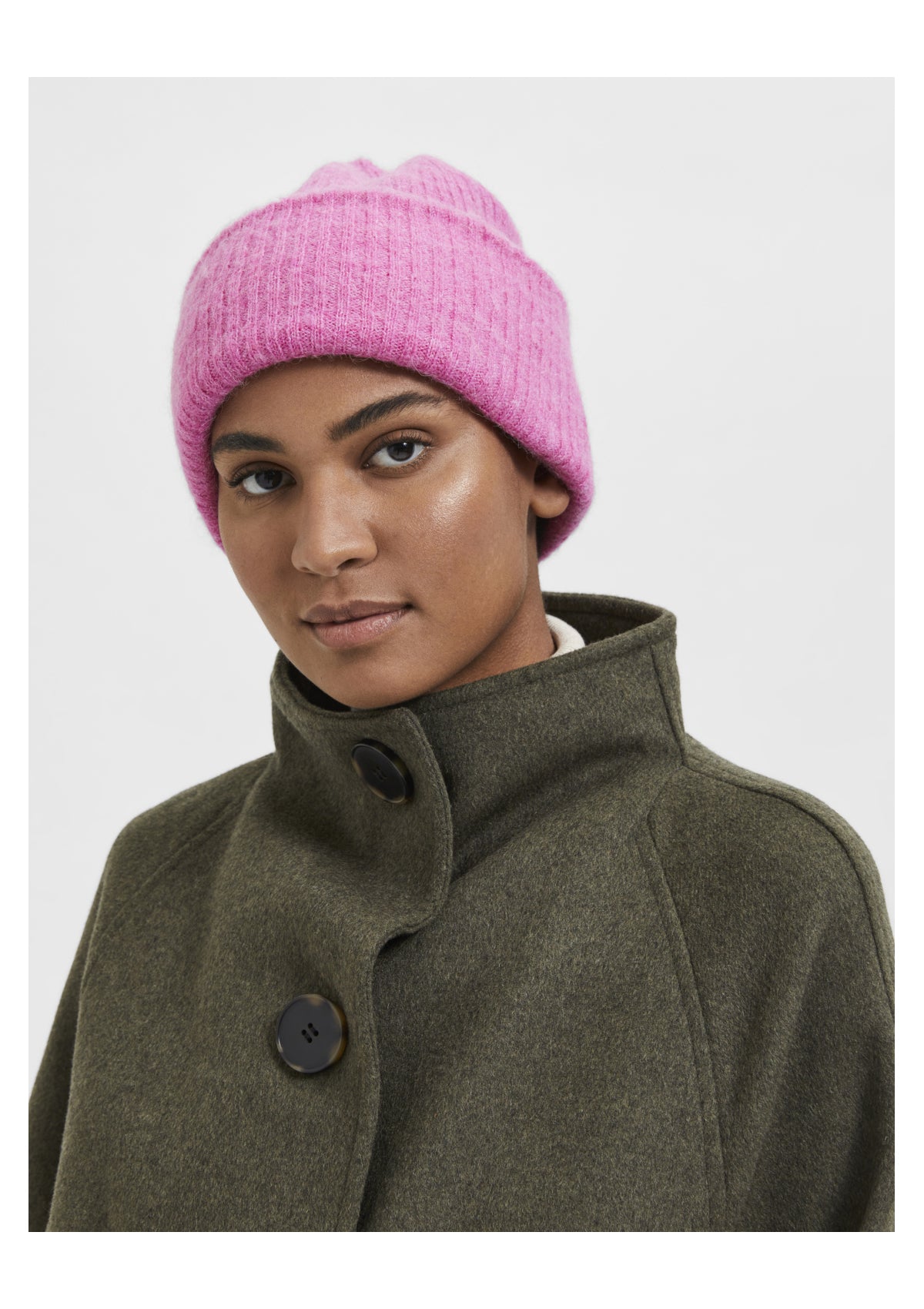 Selected Femme Lulu Linna Knit  Beanie Pink