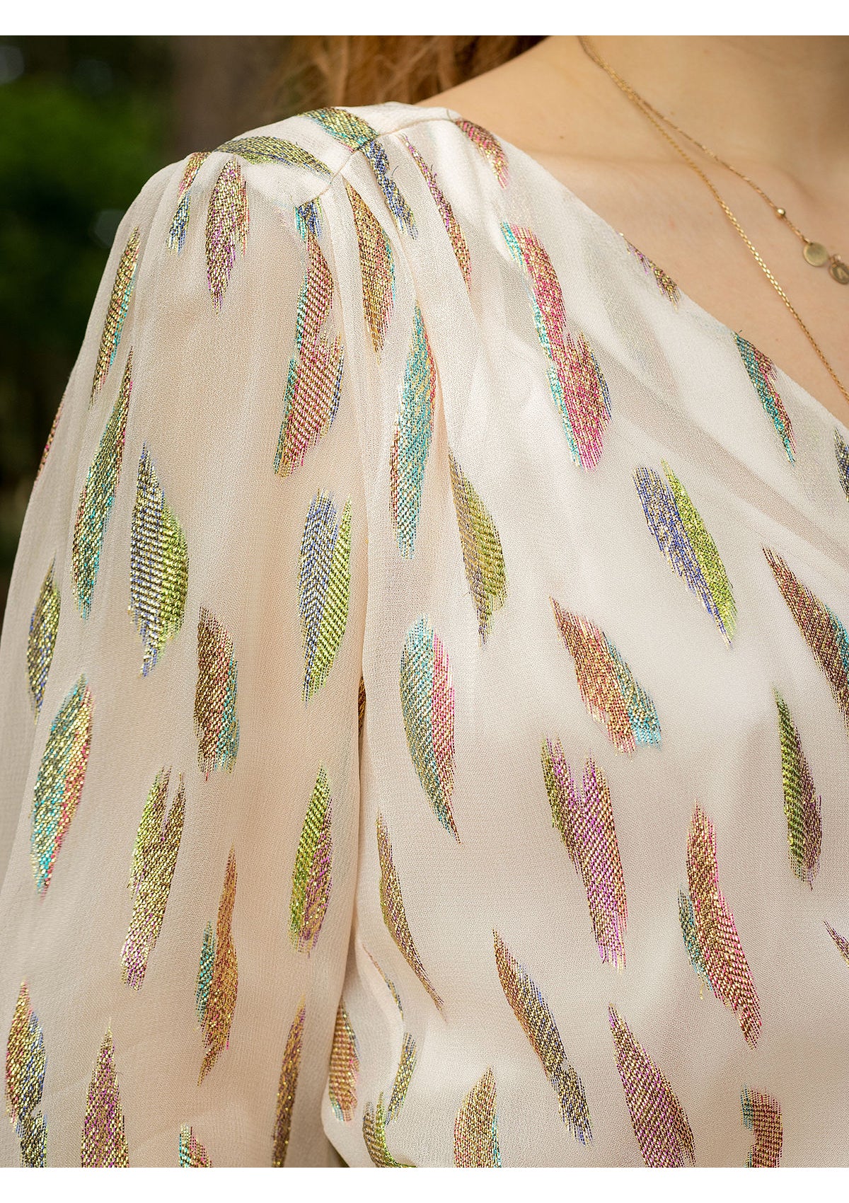 Stardust Betty Blouse Cream Metallic Sunset