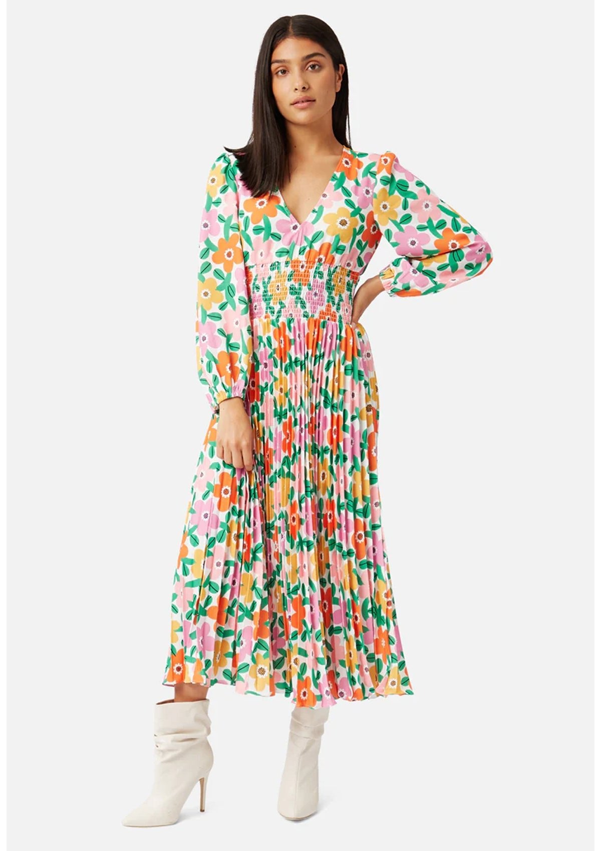 Traffic People White Floral Aurora Dress - Glebe Fashion