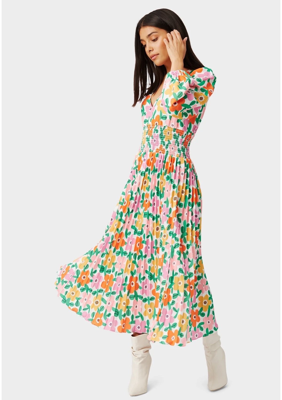 Traffic People White Floral Aurora Dress - Glebe Fashion