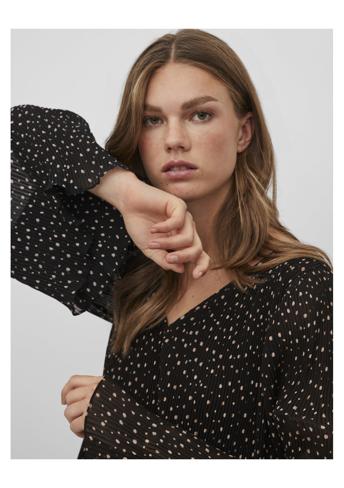 Vila Black Dot V-Neck Top