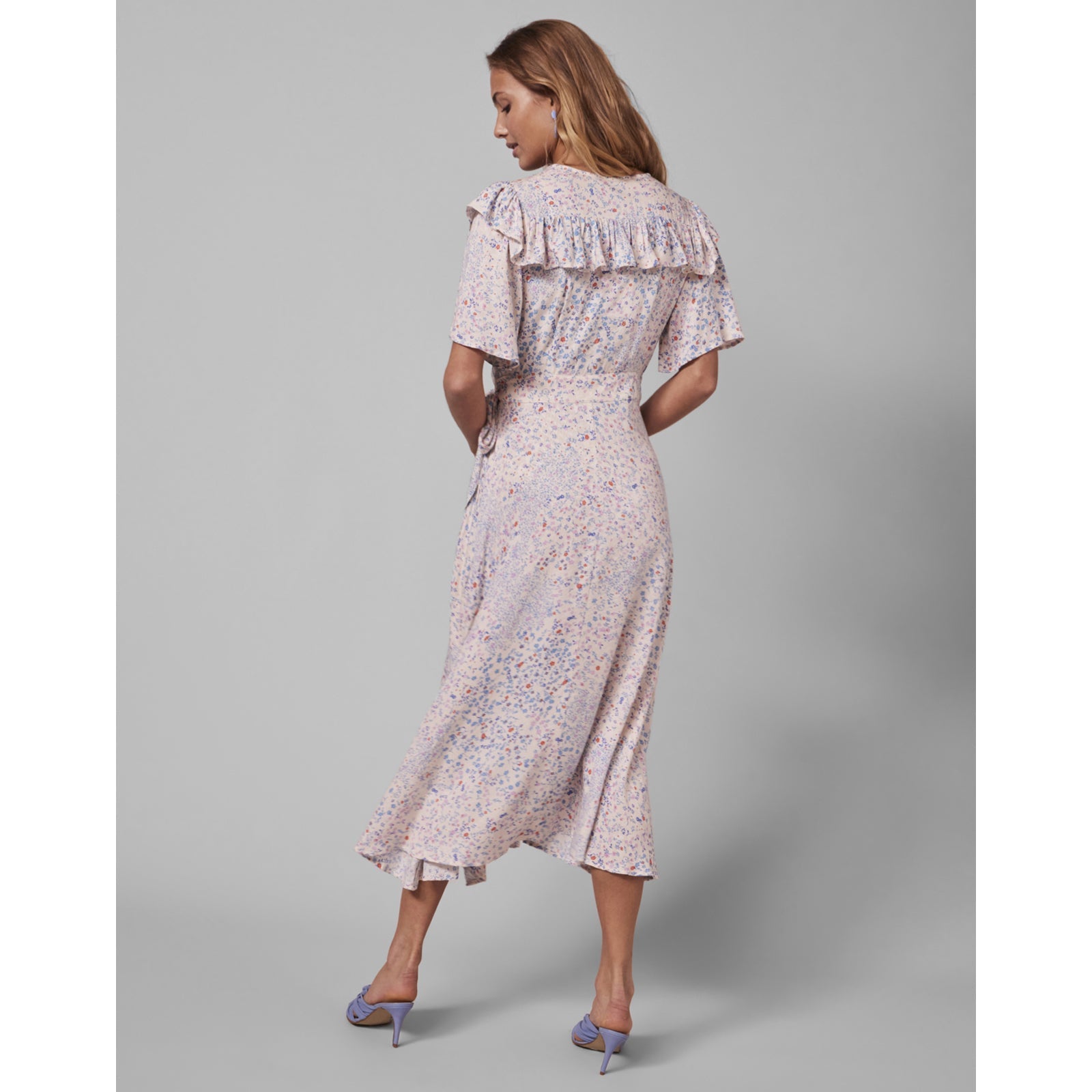 YAS Lini Floral Midi Wrap Dress - Glebe Fashion