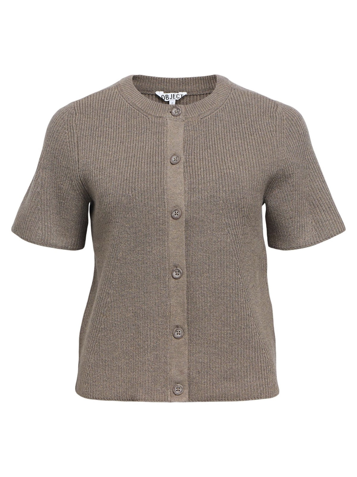 Object Viola Short Sleeve Cardigan Morel Brown