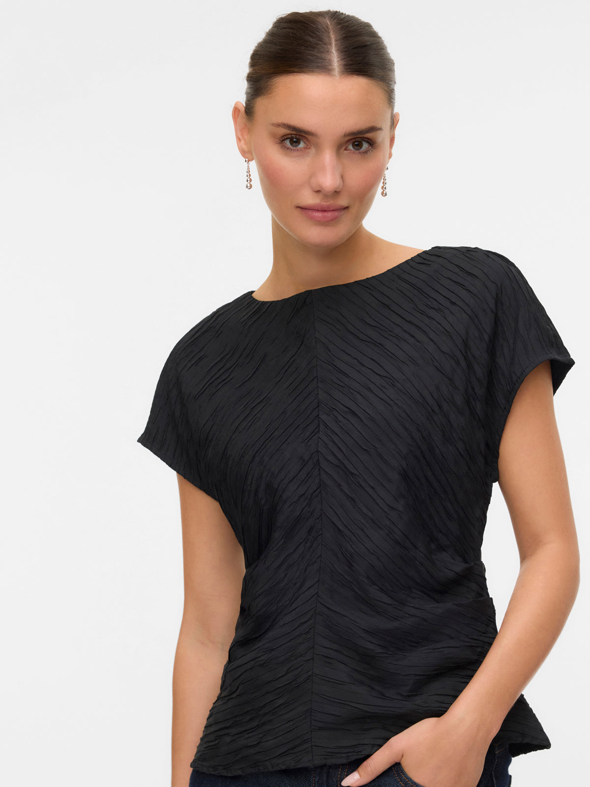 Boat Neck Sleeveless Top Black