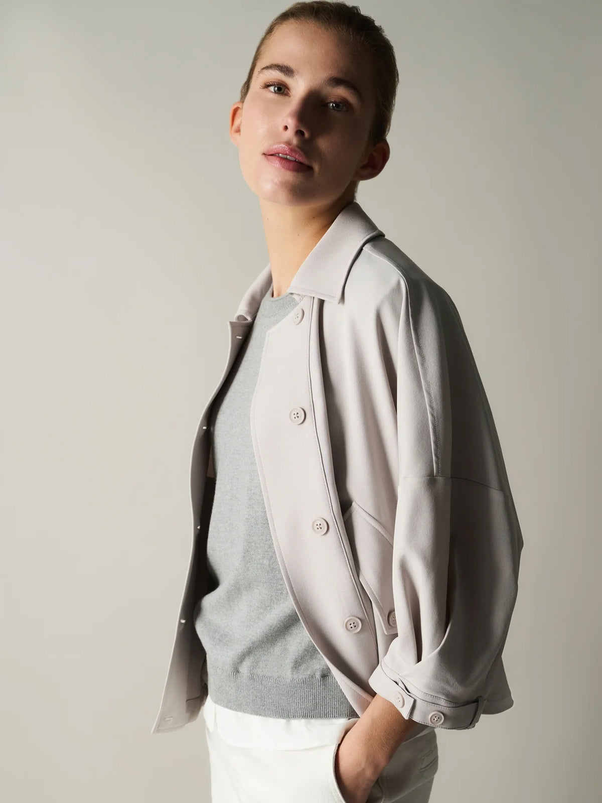 YAYA Blouse Jacket With Adjustable Waistband Steel Grey