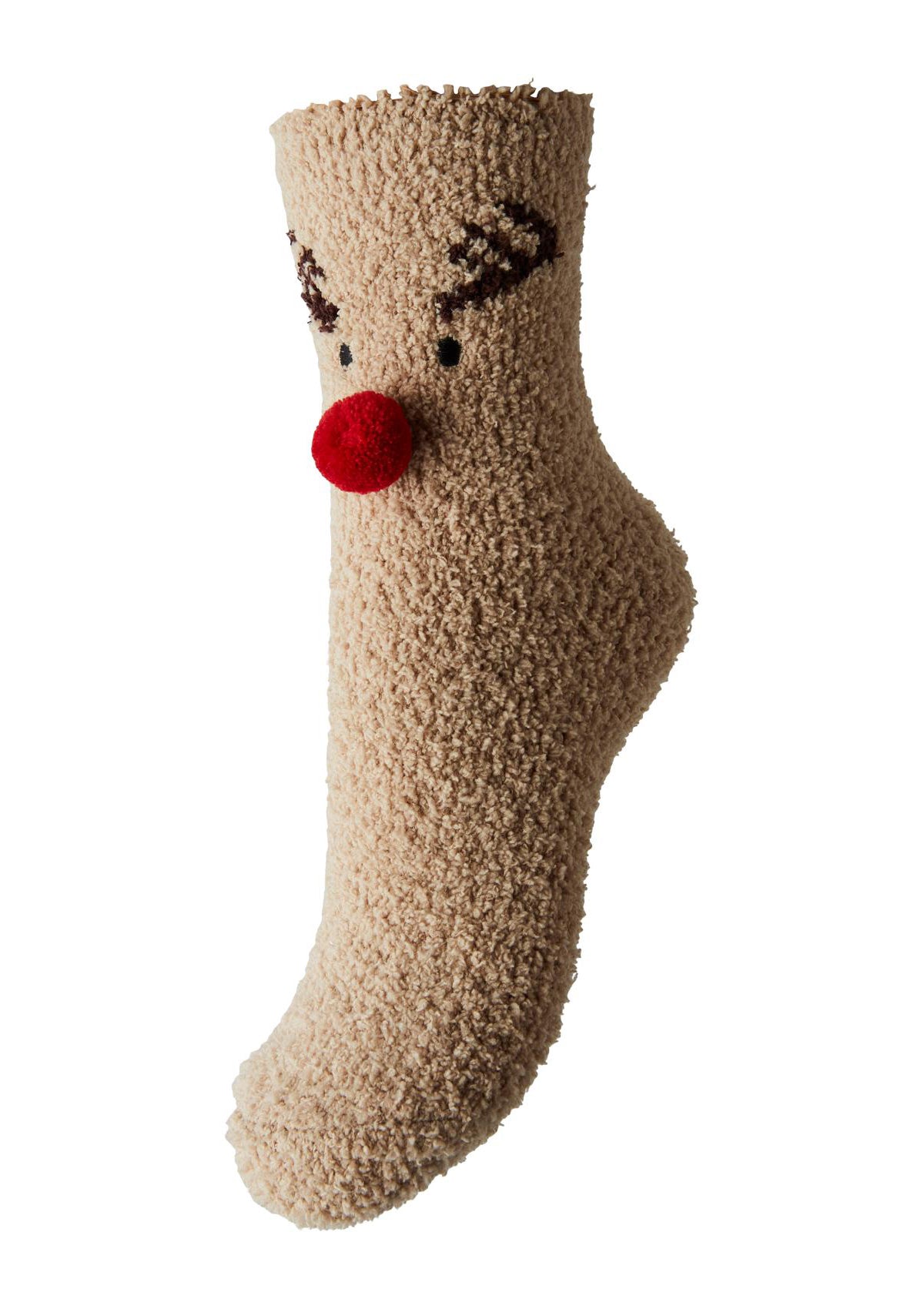 Pieces Fluffy Festive Socks Reindeer