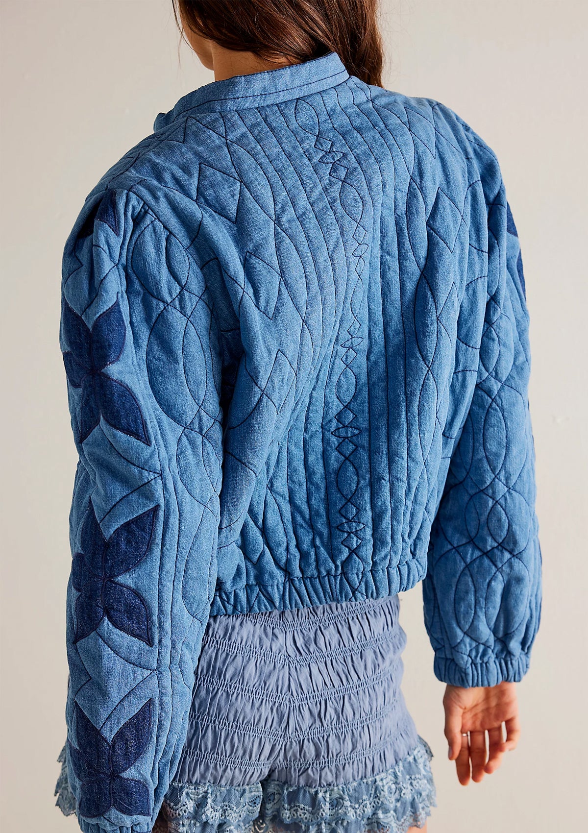 Free People Quinn Quilted Jacket Indigo Combo