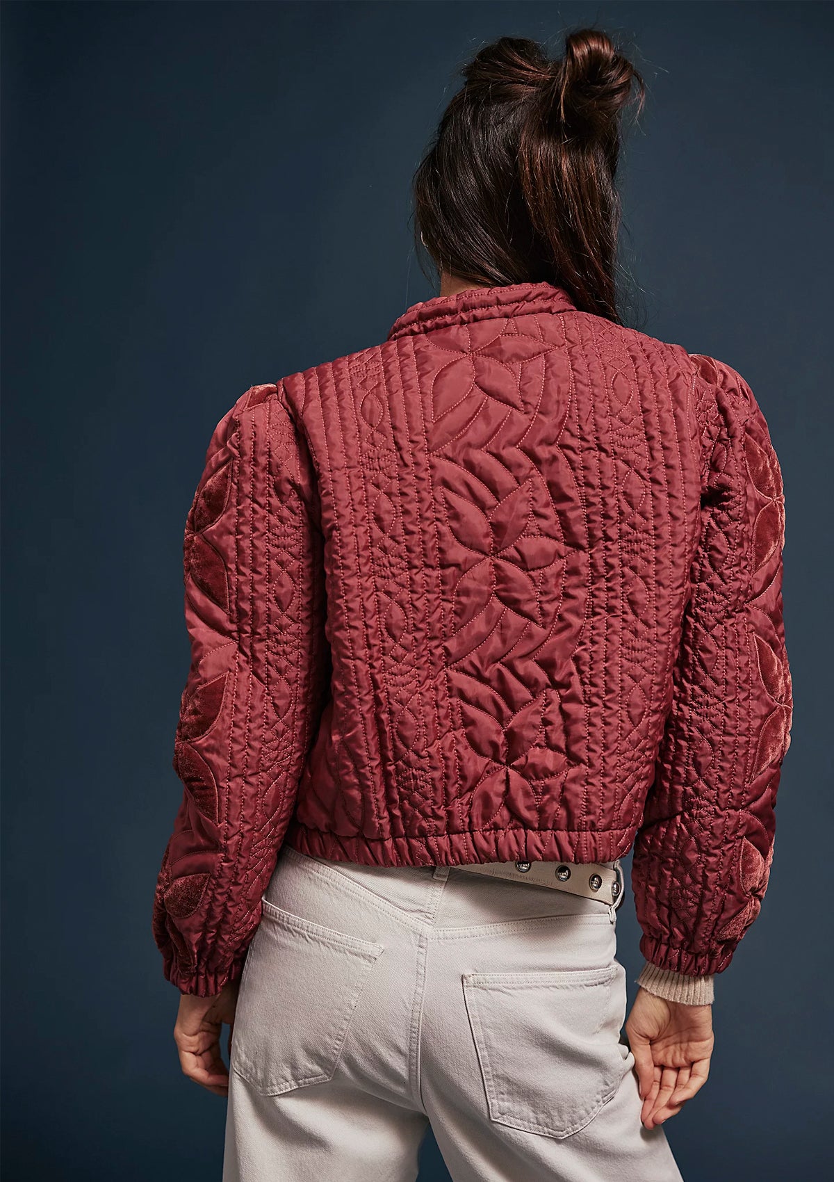 Free People Quinn Quilted Jacket Marsala